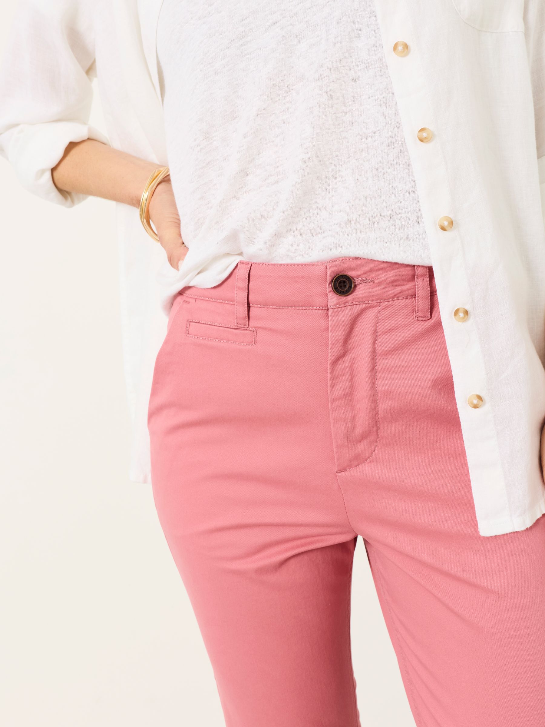 Farnham Pink Cropped Slim Chino Trousers - Image 5 of 7