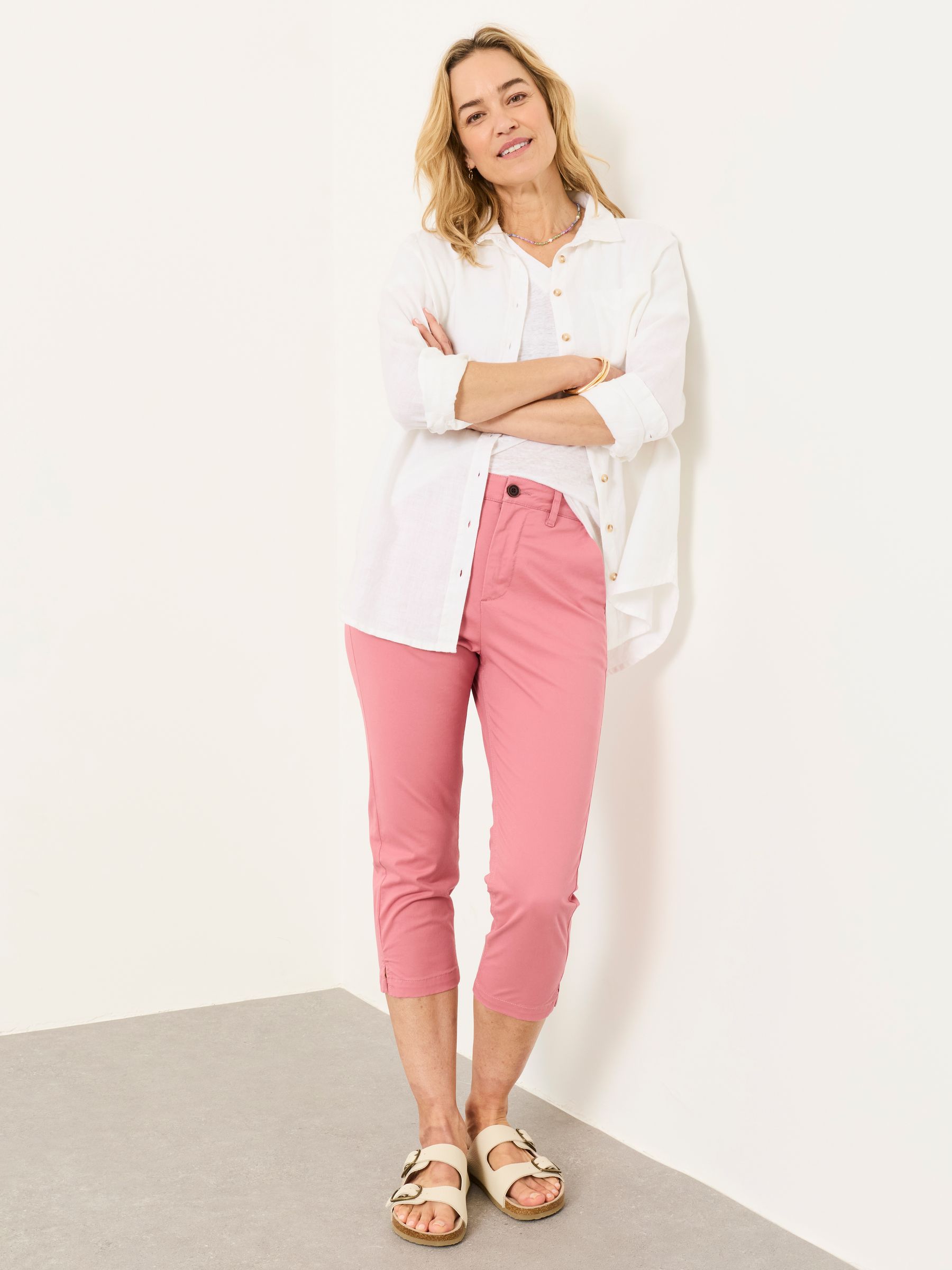 Farnham Pink Cropped Slim Chino Trousers - Image 6 of 7