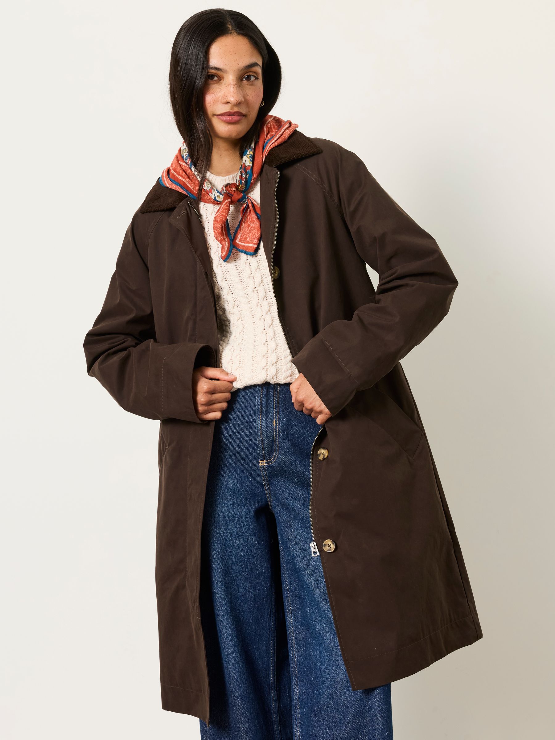 Polly Chocolate Brown Longline Coat - Image 4 of 8