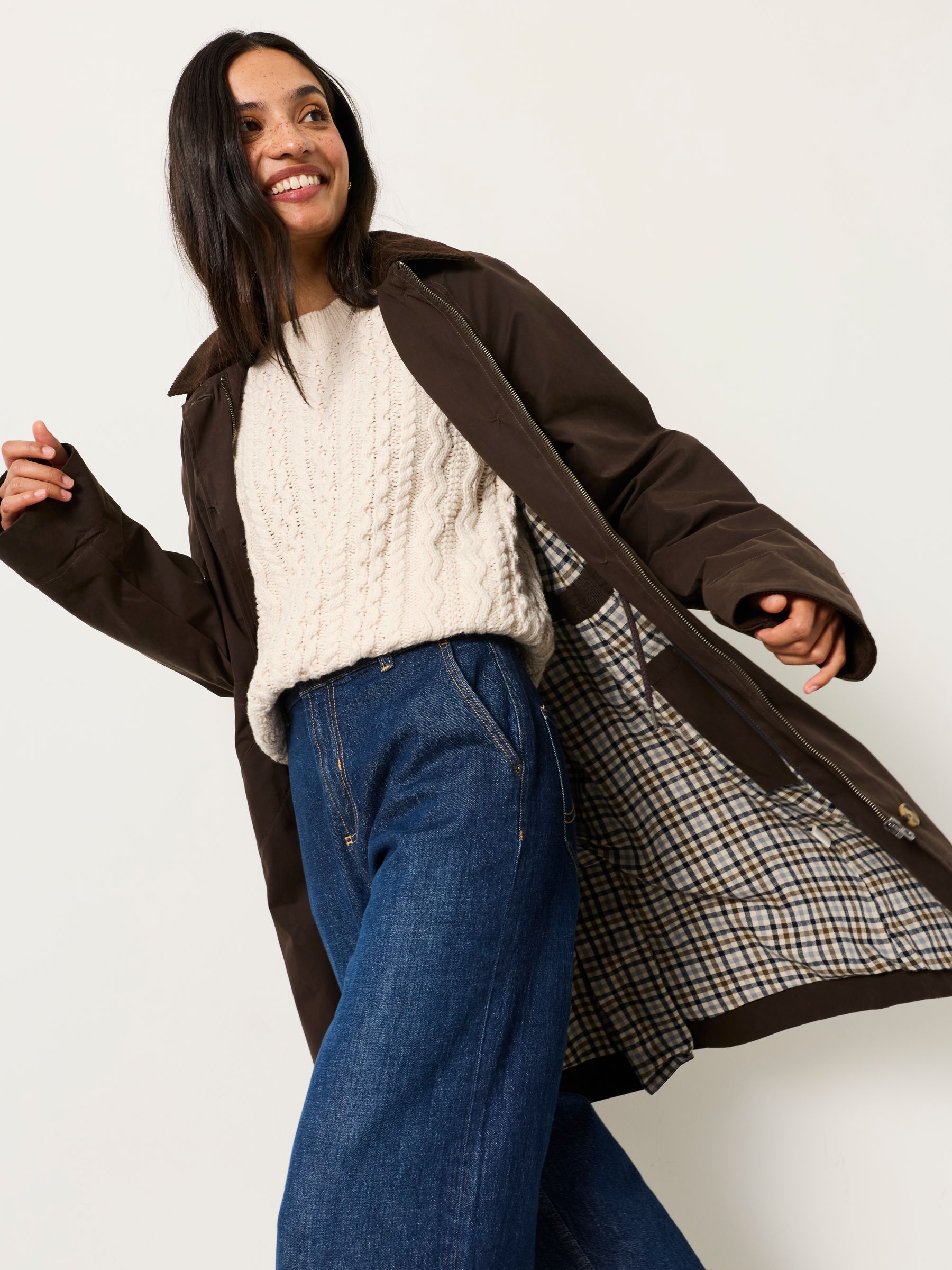 Polly Chocolate Brown Longline Coat - Image 5 of 8