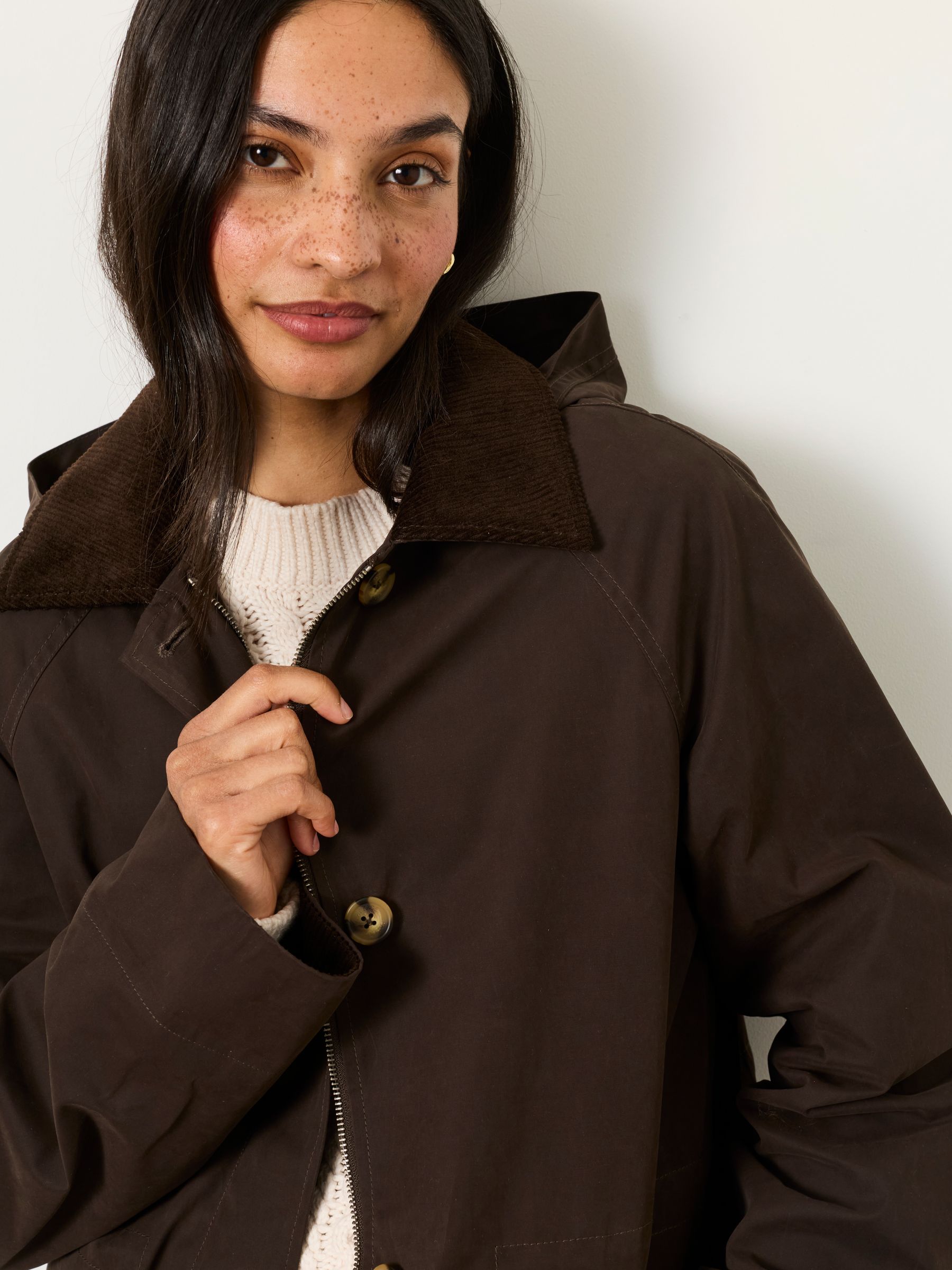 Polly Chocolate Brown Longline Coat - Image 6 of 8