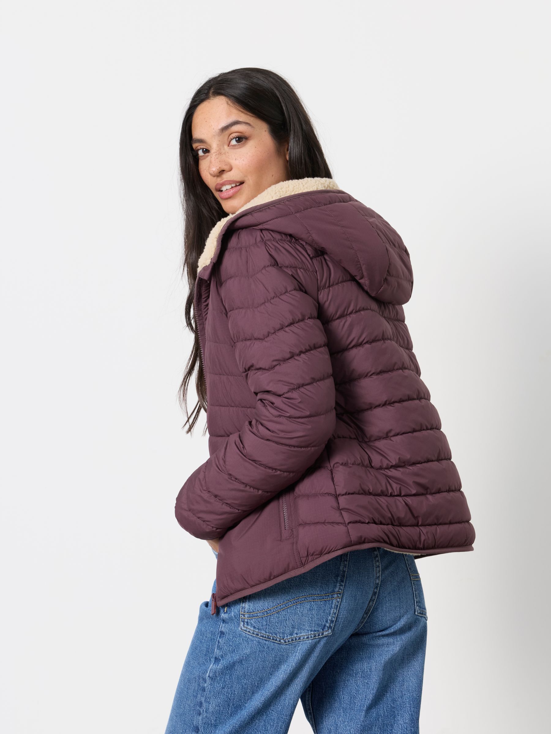 Erica Plum Purple Colour Block Puffer Jacket - Image 2 of 3