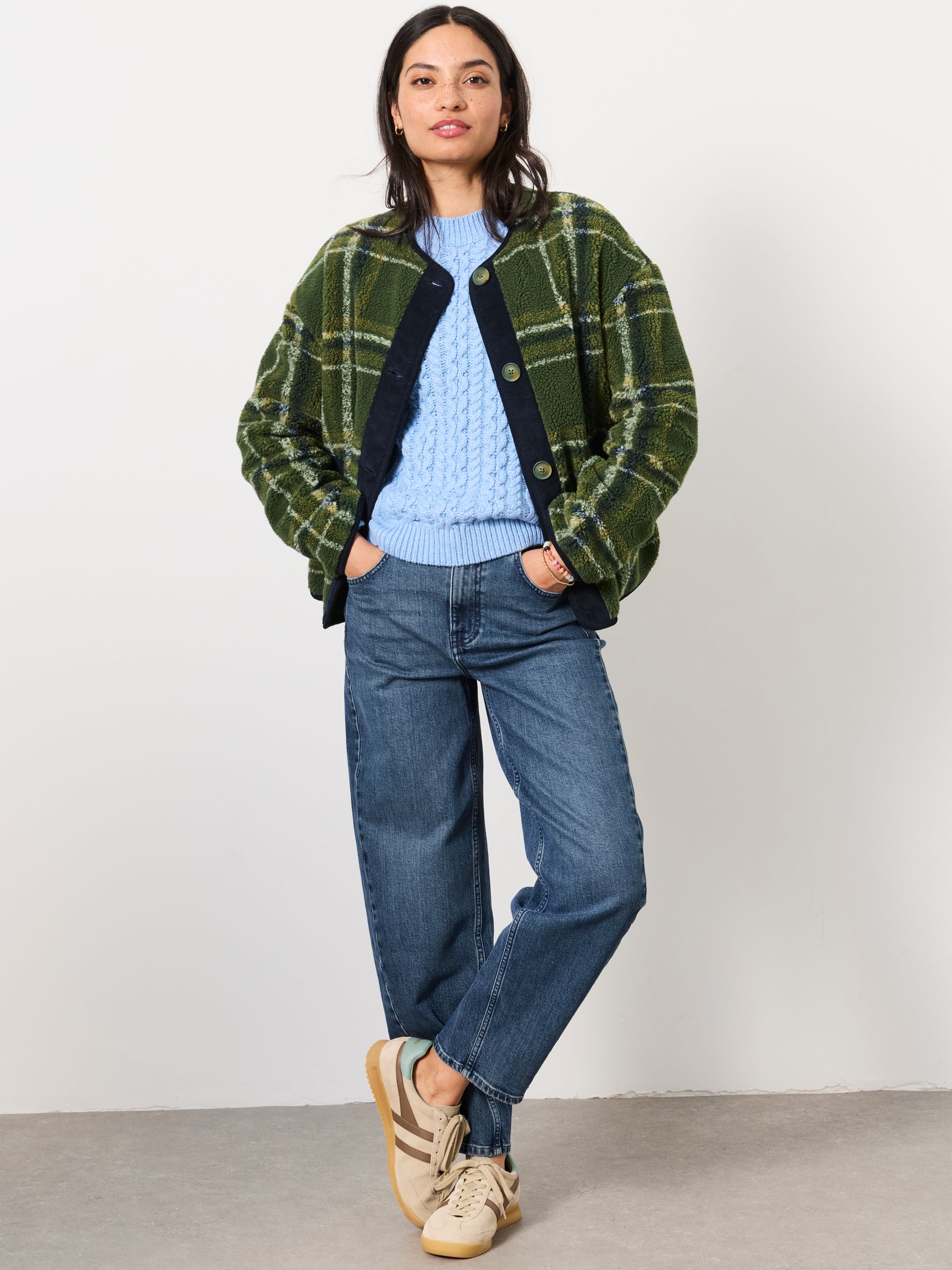 Willow Green Check Borg Fleece Jacket - Image 4 of 6