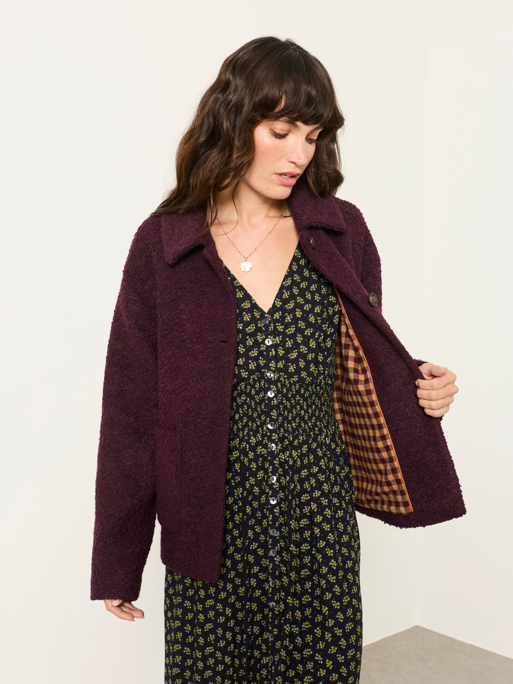 FAYE BOUCLE Plum Purple BOUCLE Short Jacket - Image 3 of 6