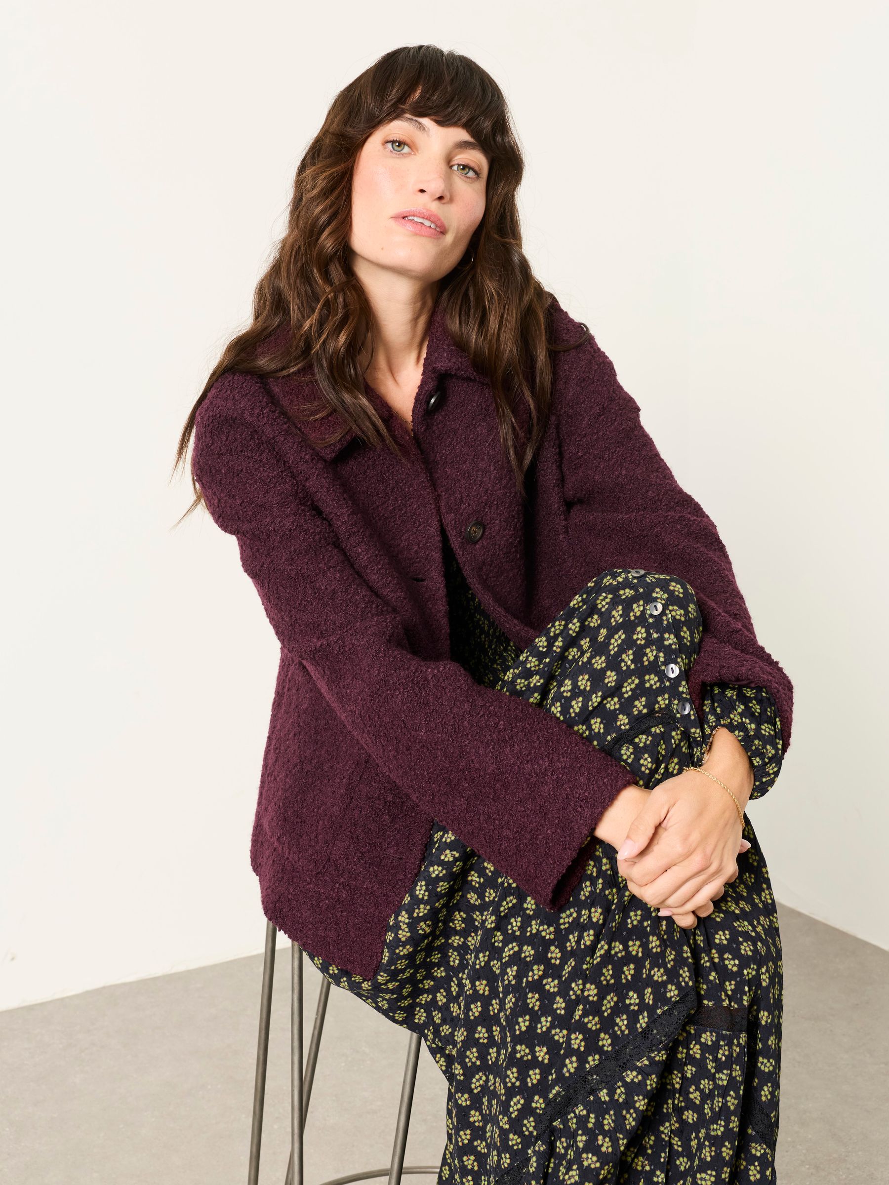 FAYE BOUCLE Plum Purple BOUCLE Short Jacket - Image 5 of 6