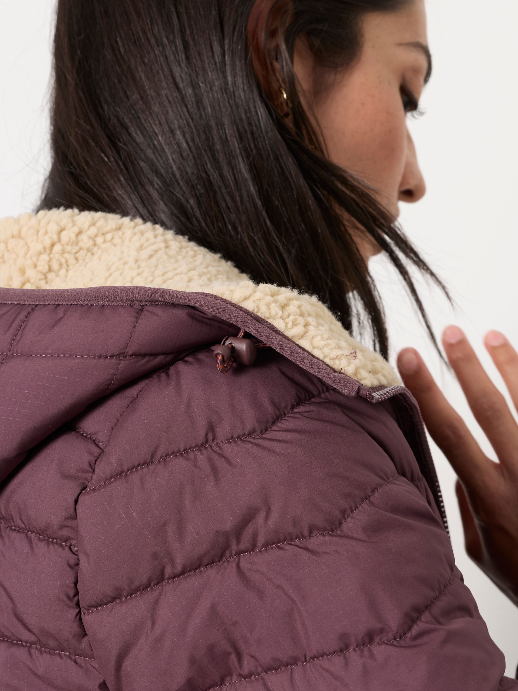 Erica Plum Purple Petite Colour Block Puffer Jacket - Image 3 of 5