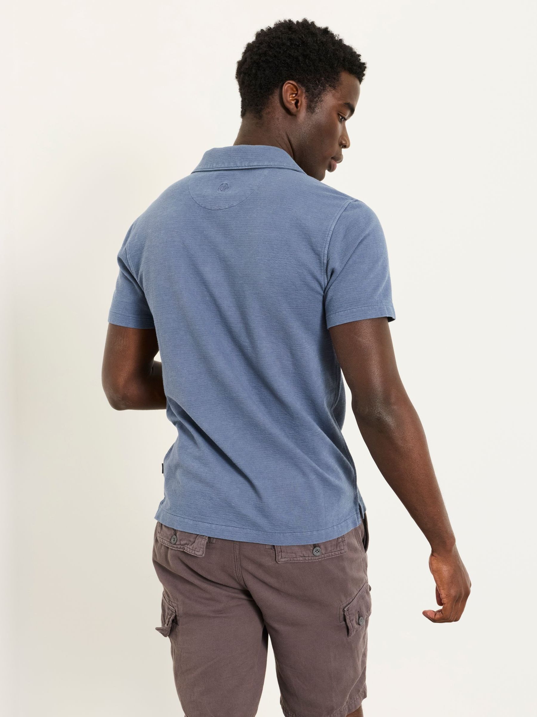 Albury Blue Textured Polo Shirts - Image 2 of 5