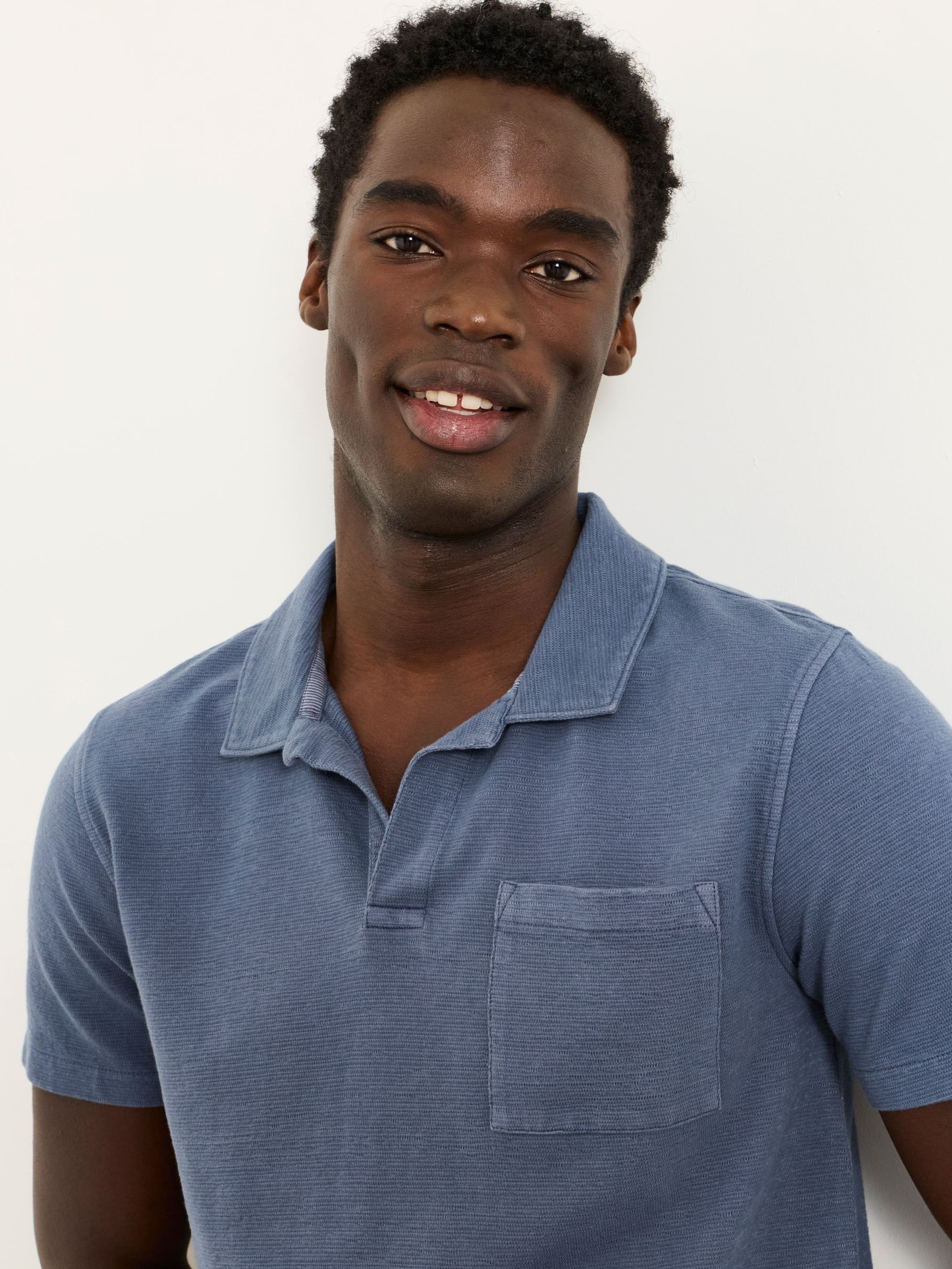 Albury Blue Textured Polo Shirts - Image 3 of 5