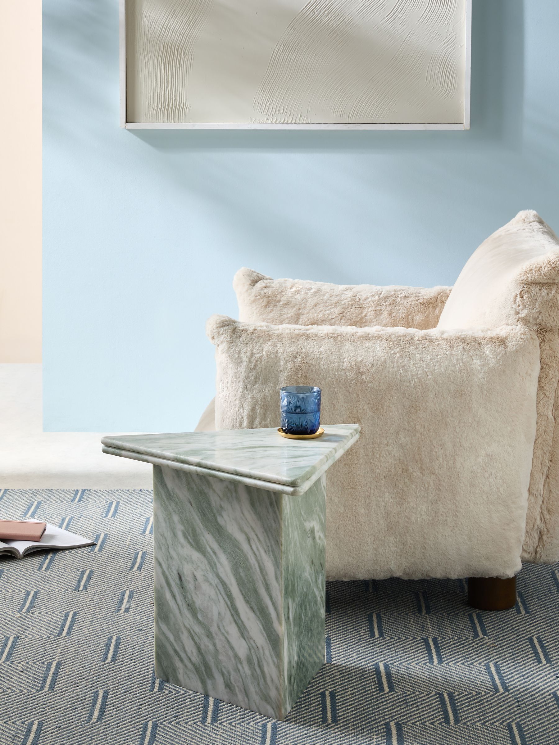 Bria Side Table in Light Green Marble Made