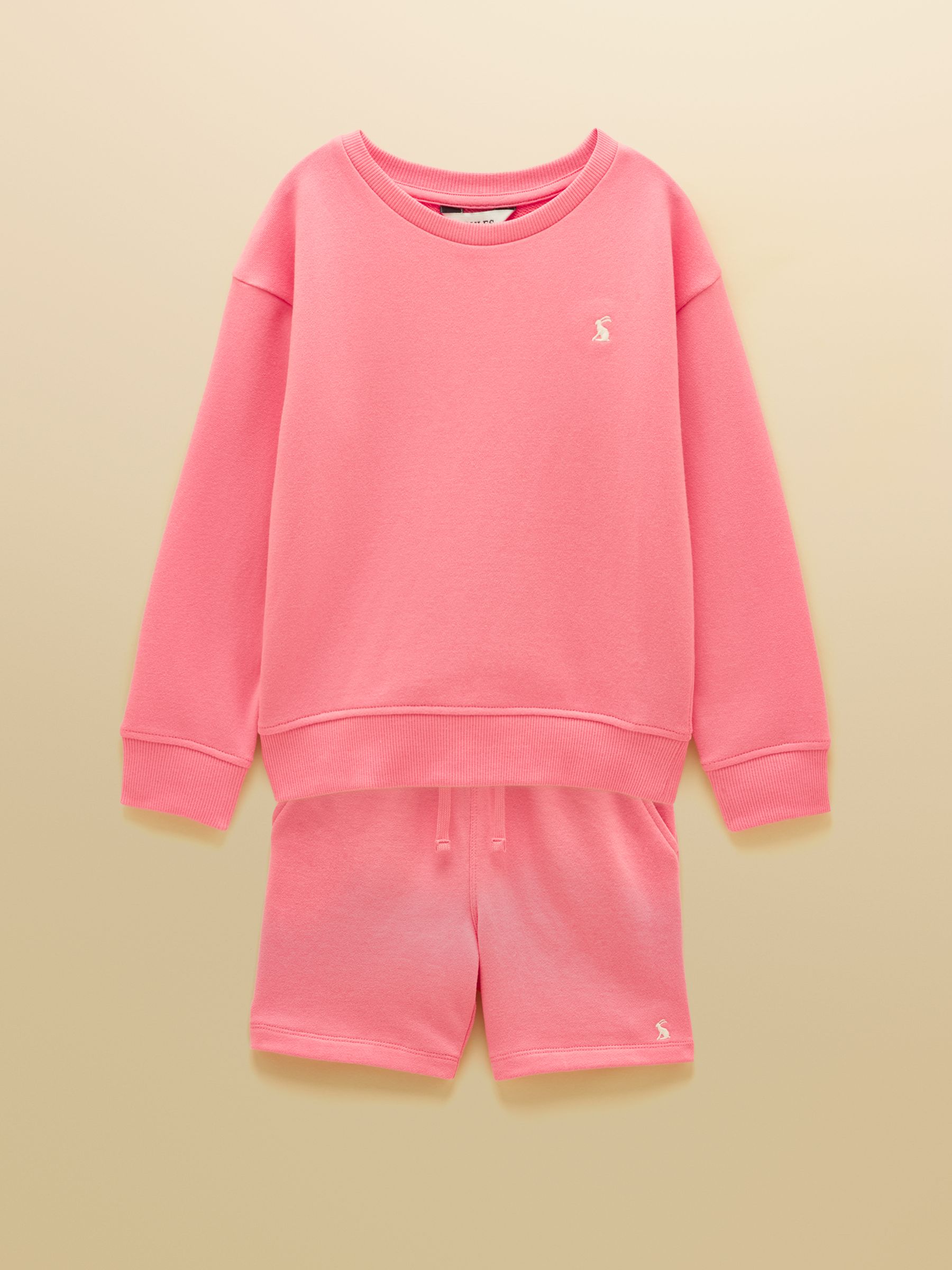 Kids' Pink Crew Neck Sweatshirt And Shorts Set - Image 1 of 9