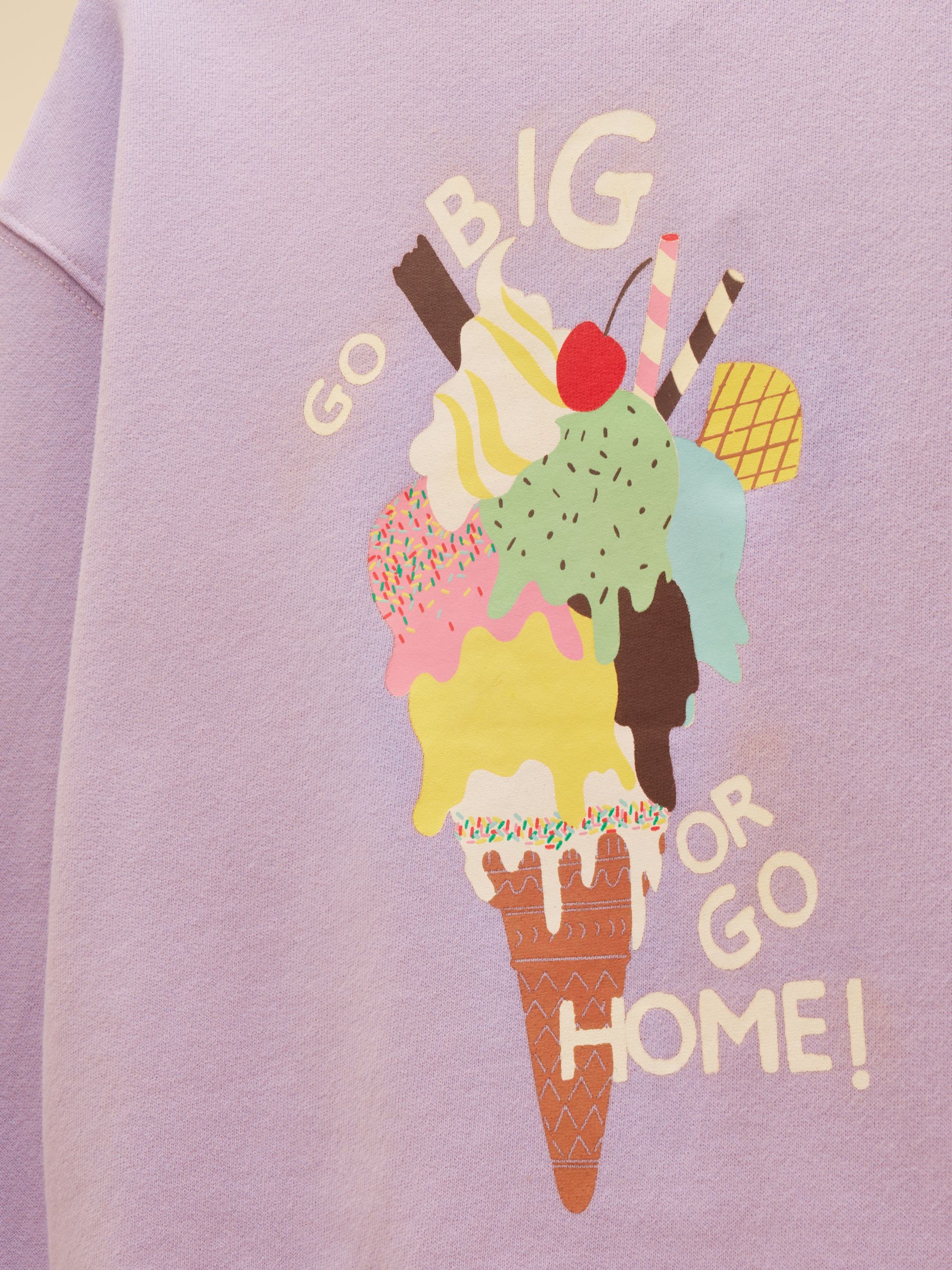 Girls' Summerdays Lilac Purple Screenprint Crew Neck Sweatshirt - Image 4 of 5