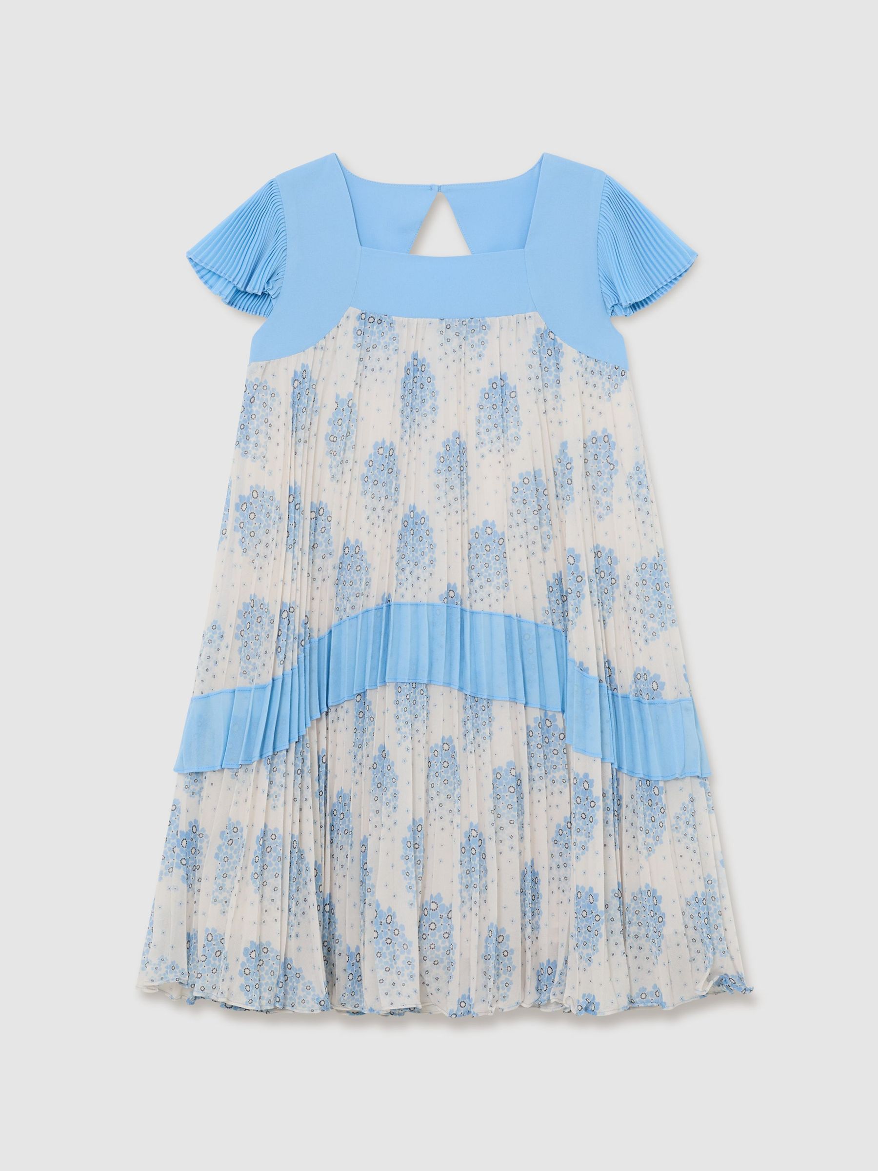 Floral-Print Pleated Dress in Pale Blue - Image 3 of 3