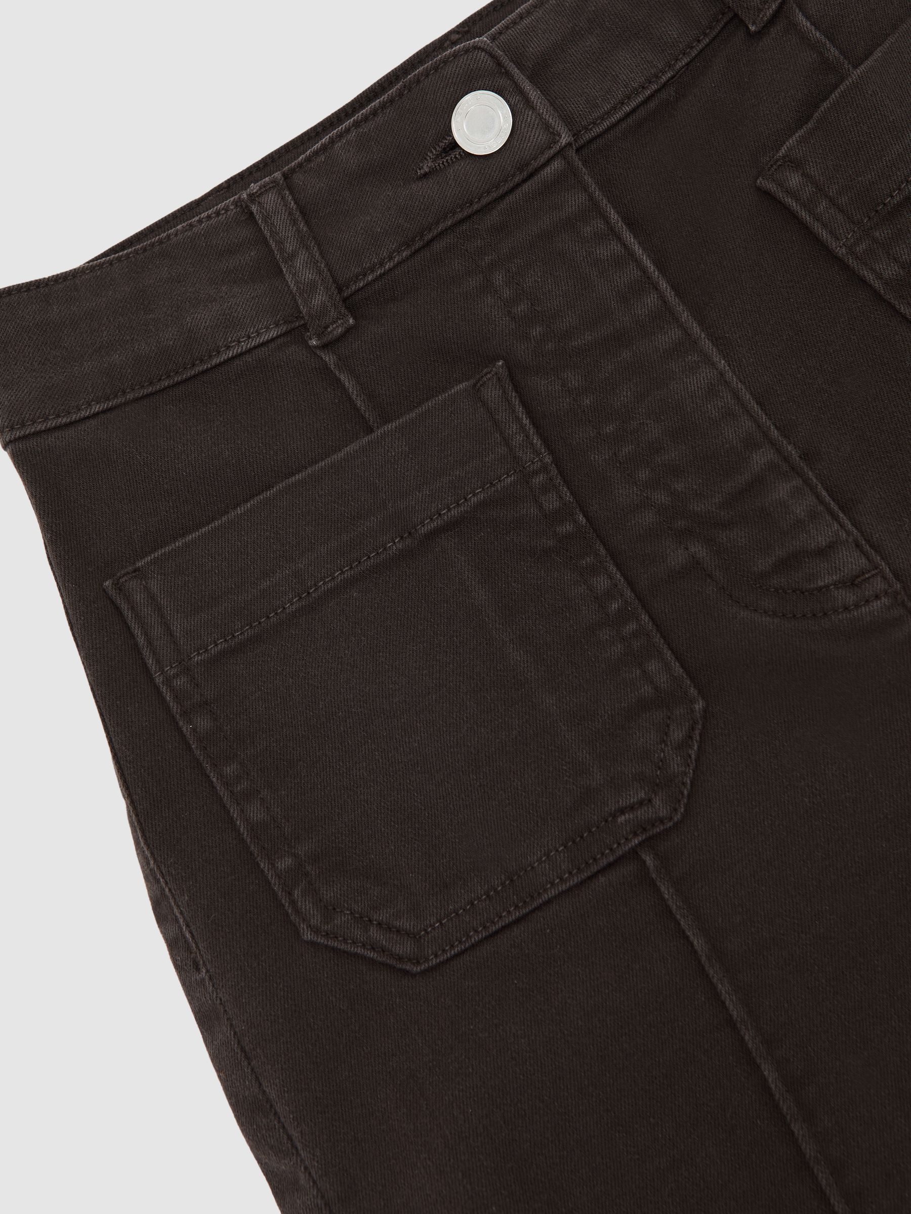 Patch-Pocket Flared Jeans in Chocolate Brown - image 3