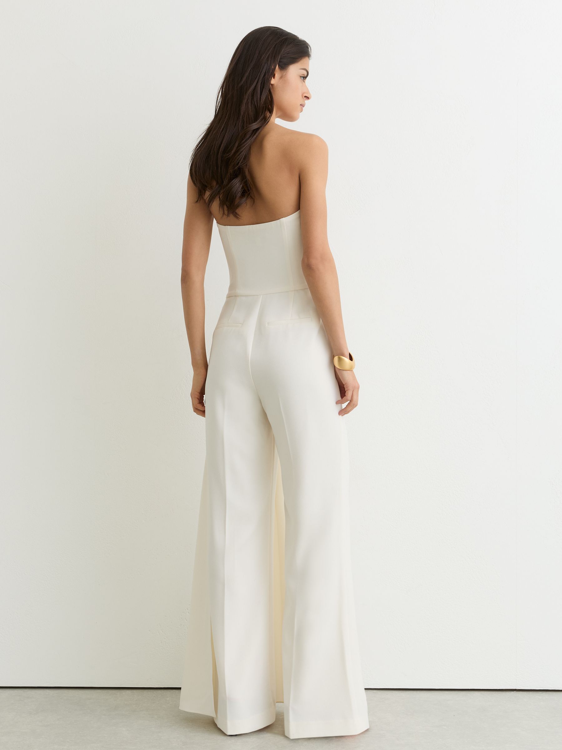 Strapless Drape Wide-Leg Jumpsuit in Ivory - Image 6 of 8