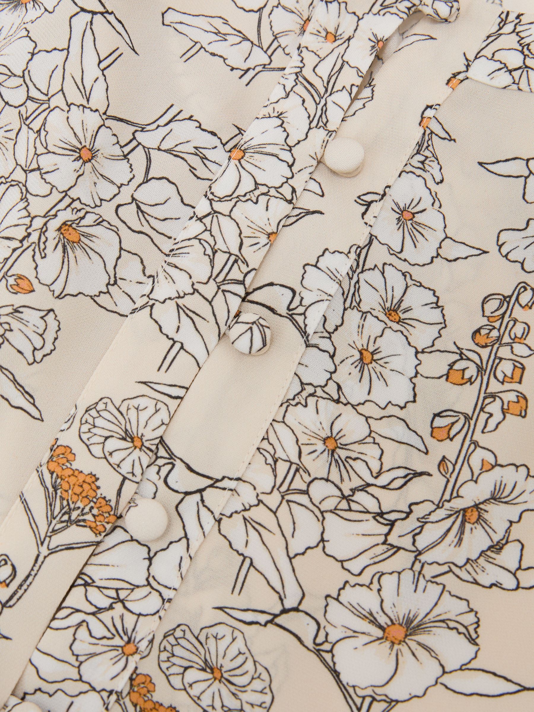 Floral-Print Scarf-Neck Top in Cream - image 3