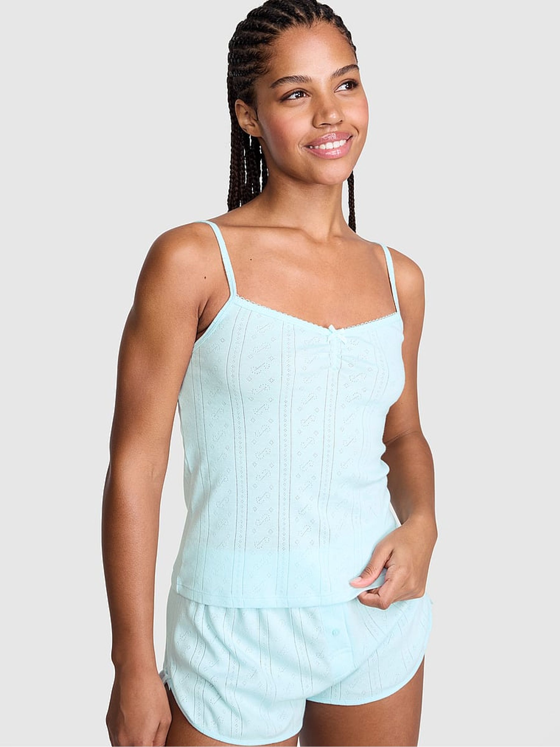 Spray Blue Pointelle Pyjama Cami Top - Image 1 of 2