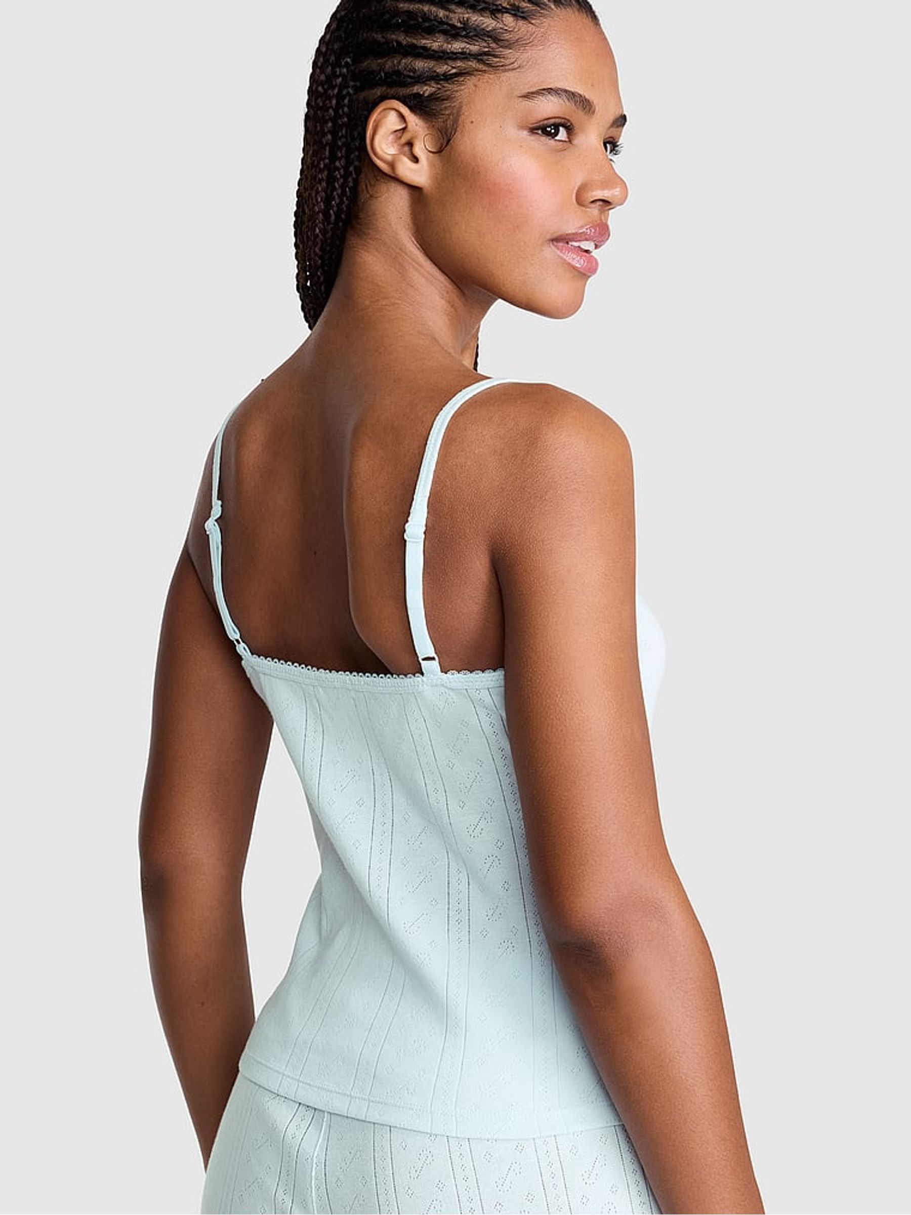 Spray Blue Pointelle Pyjama Cami Top - Image 2 of 2