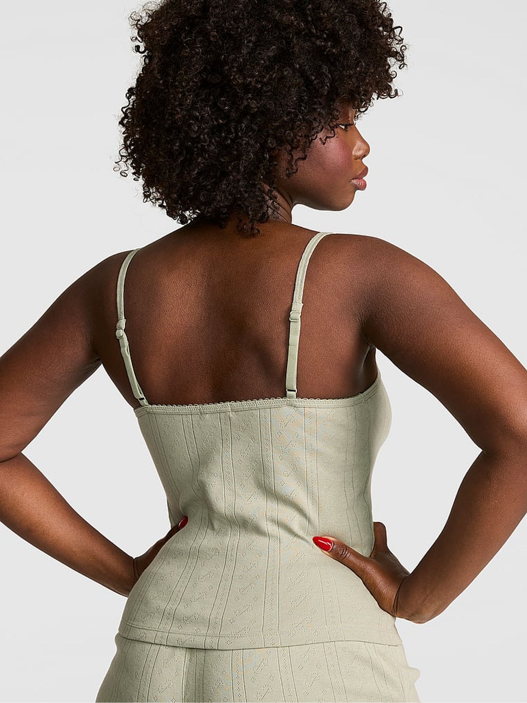 Slate Green Pointelle Pyjama Cami Top - Image 2 of 2