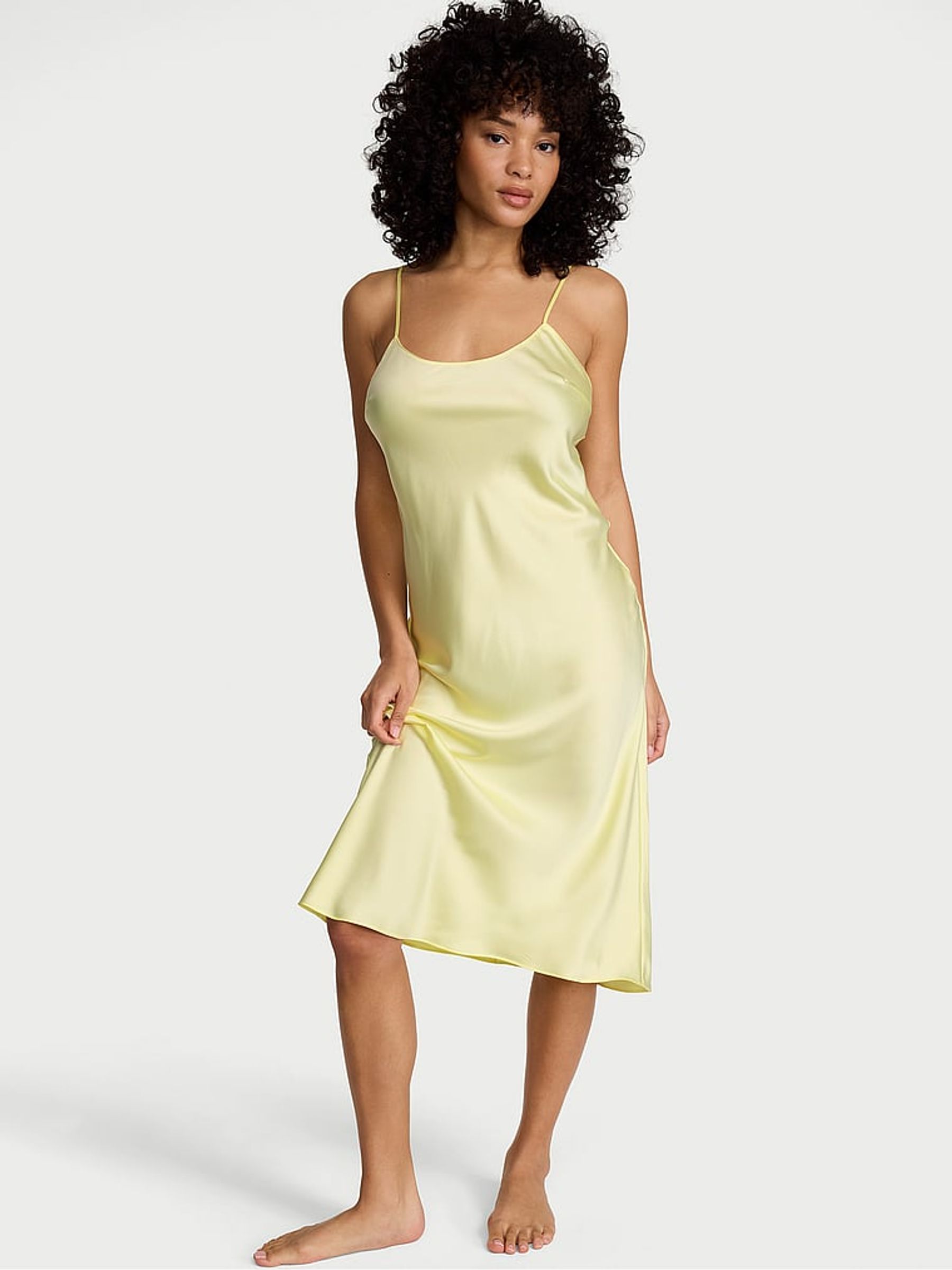Lemonade Yellow Satin Midi Slip Dress - Image 1 of 3 Lemonade Yellow Satin Midi Slip Dress - Image 1 of 3