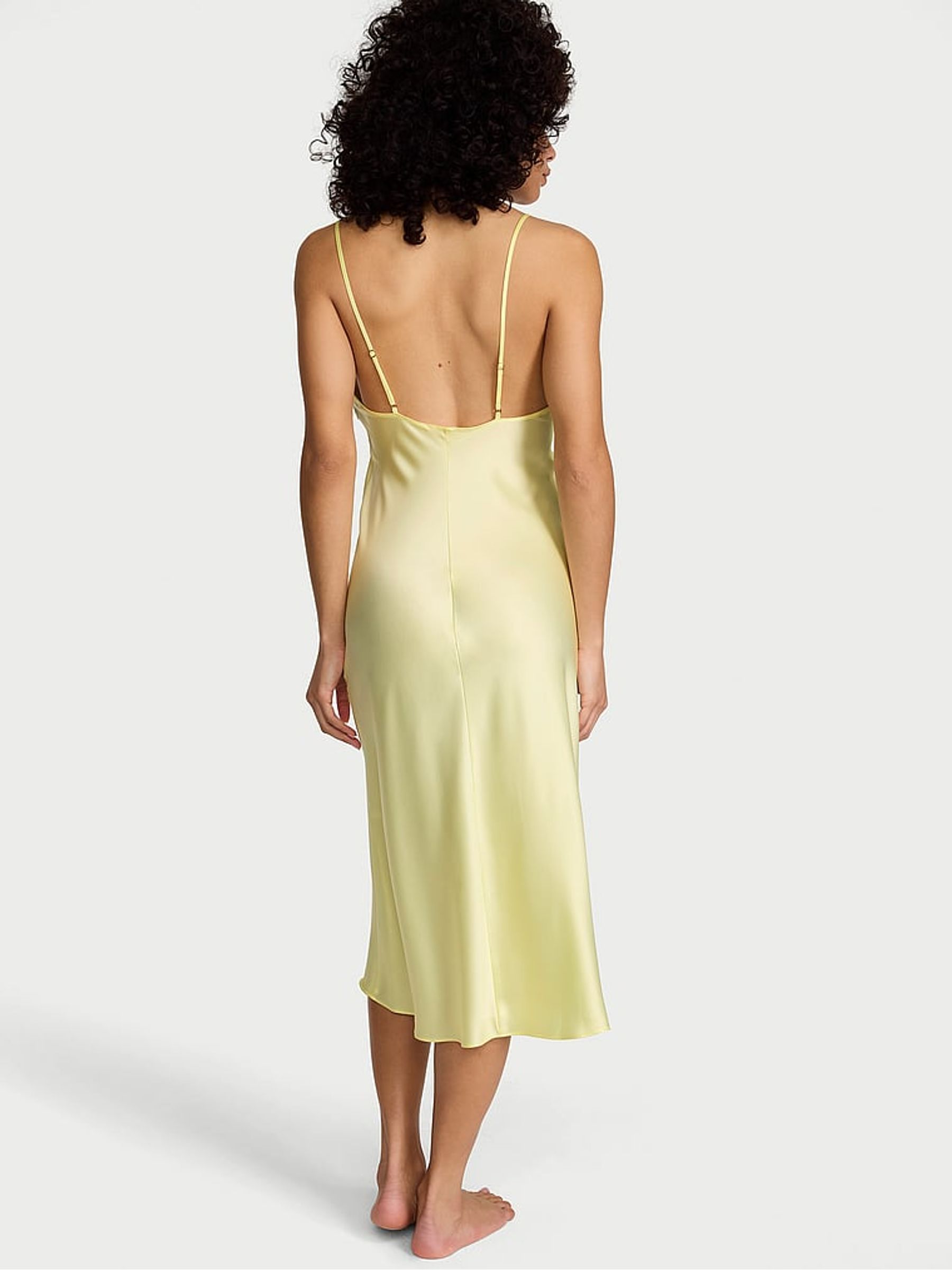 Lemonade Yellow Satin Midi Slip Dress - Image 2 of 3