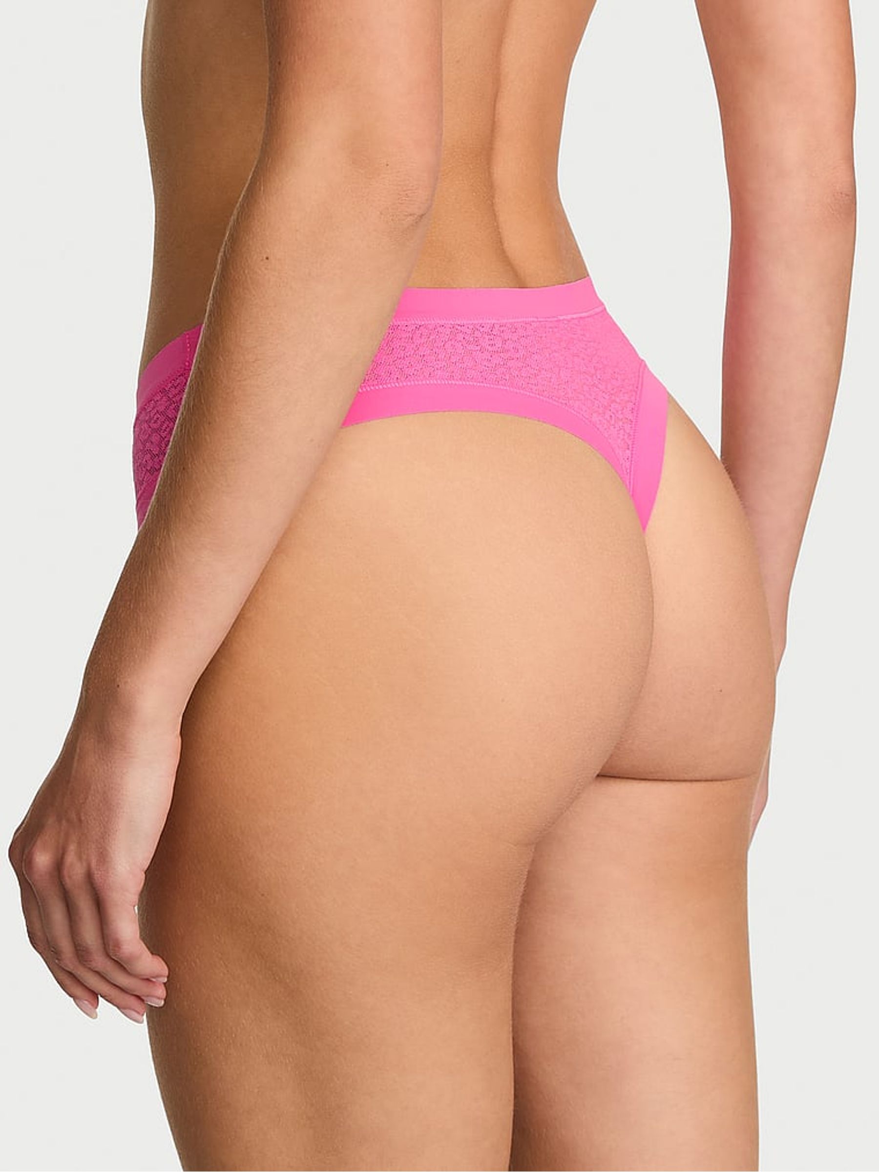 Flower Pink Thong Leopard Lace Knickers - Image 2 of 3