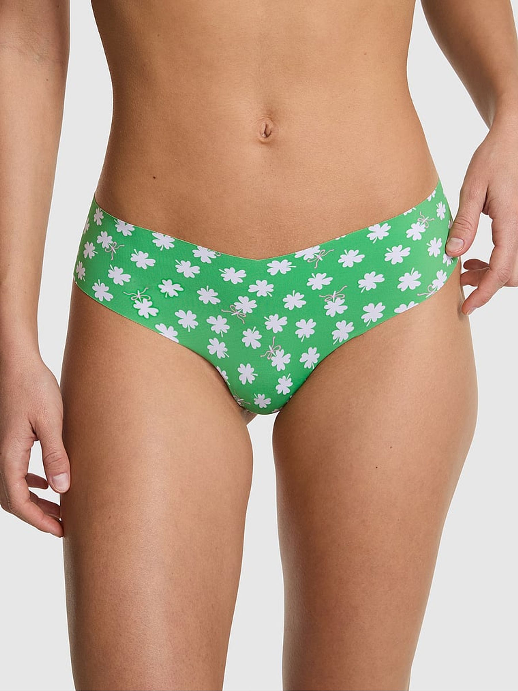 Wild Green Shamrock Print Thong No Show Knickers - Image 1 of 2