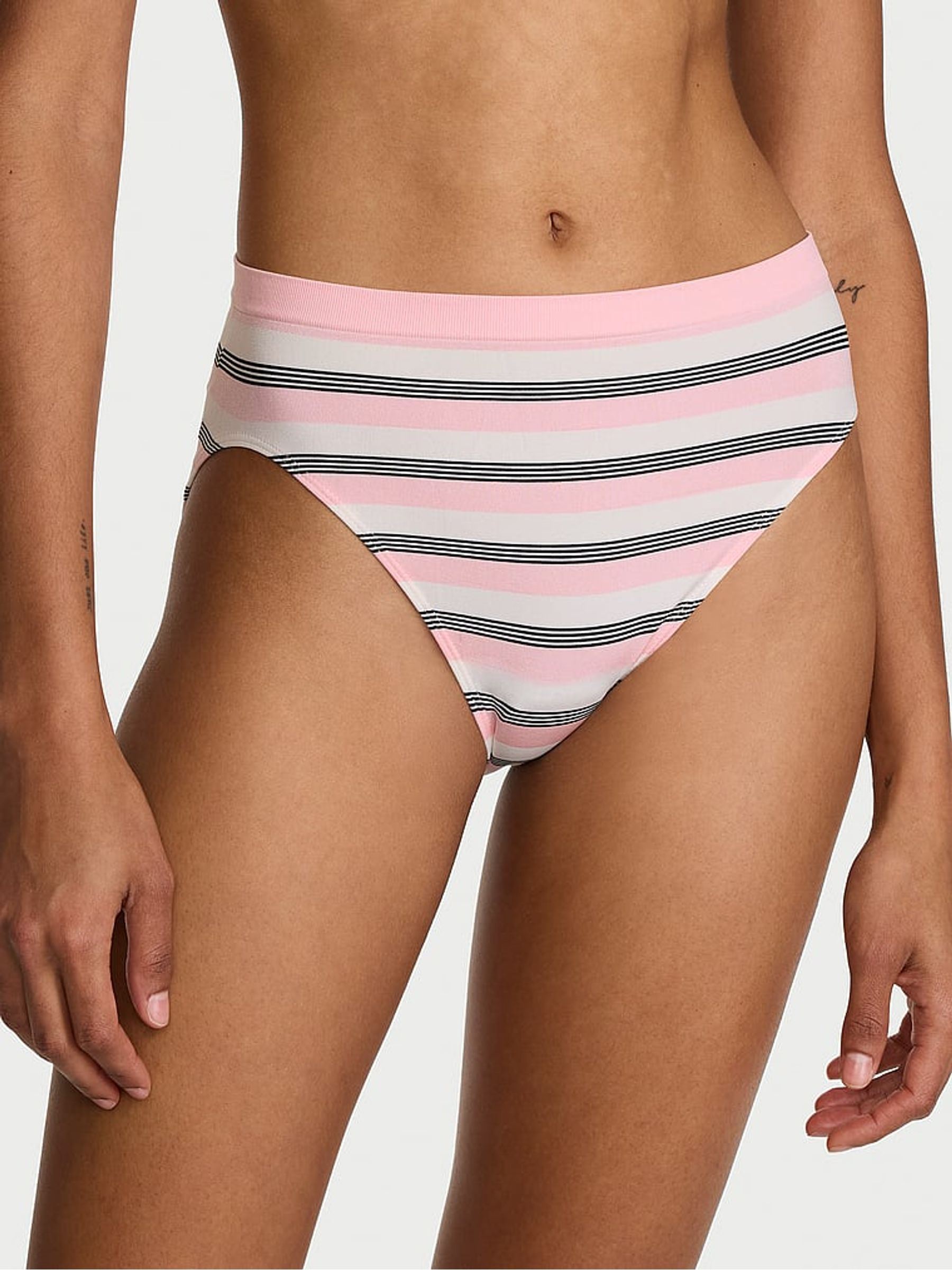Pretty Blossom Pink Brief Stripe Knickers - Image 1 of 2 Pretty Blossom Pink Brief Stripe Knickers - Image 1 of 2