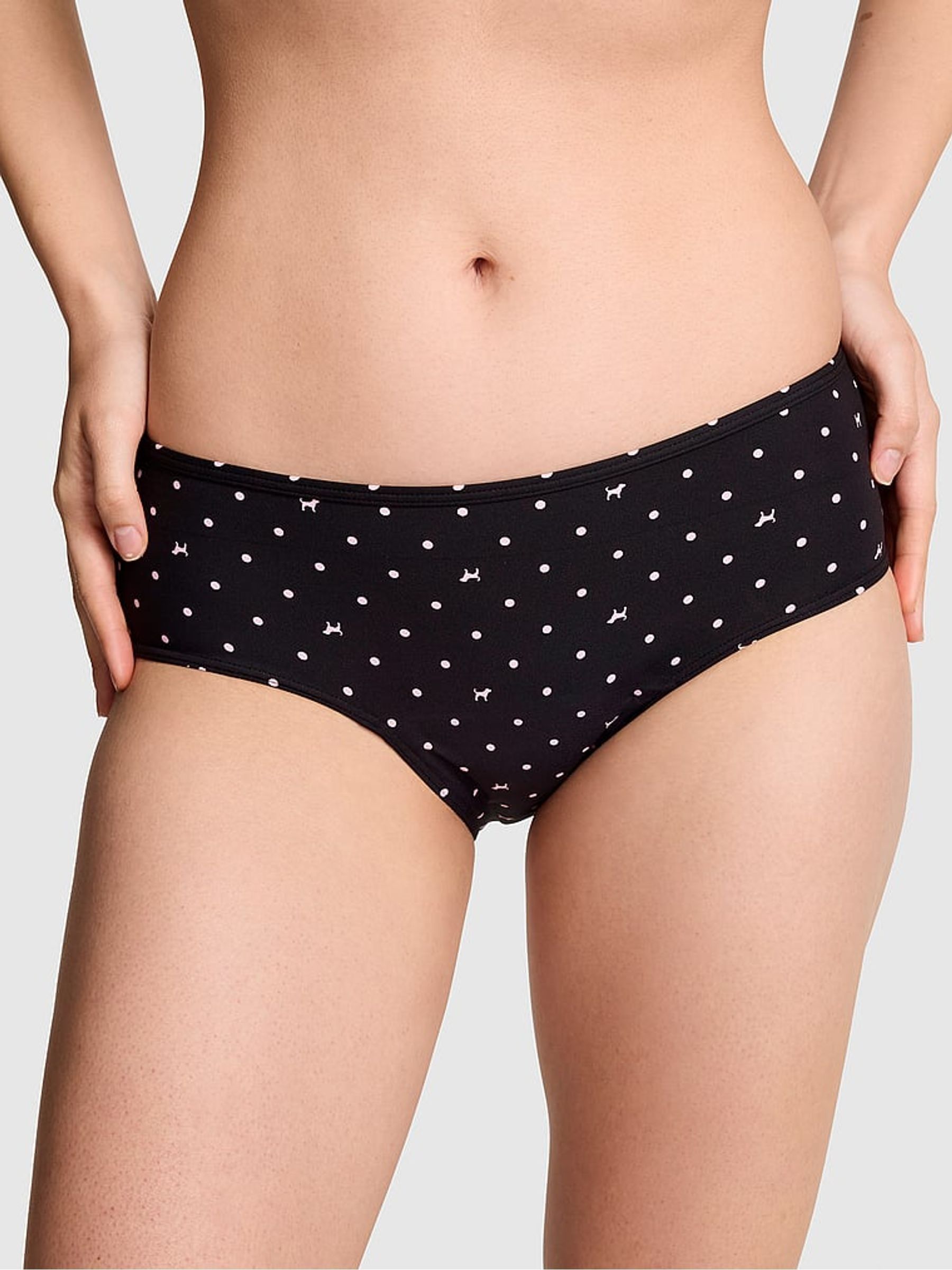 Black Heart Dog Print Hipster Period Knickers - Image 1 of 2