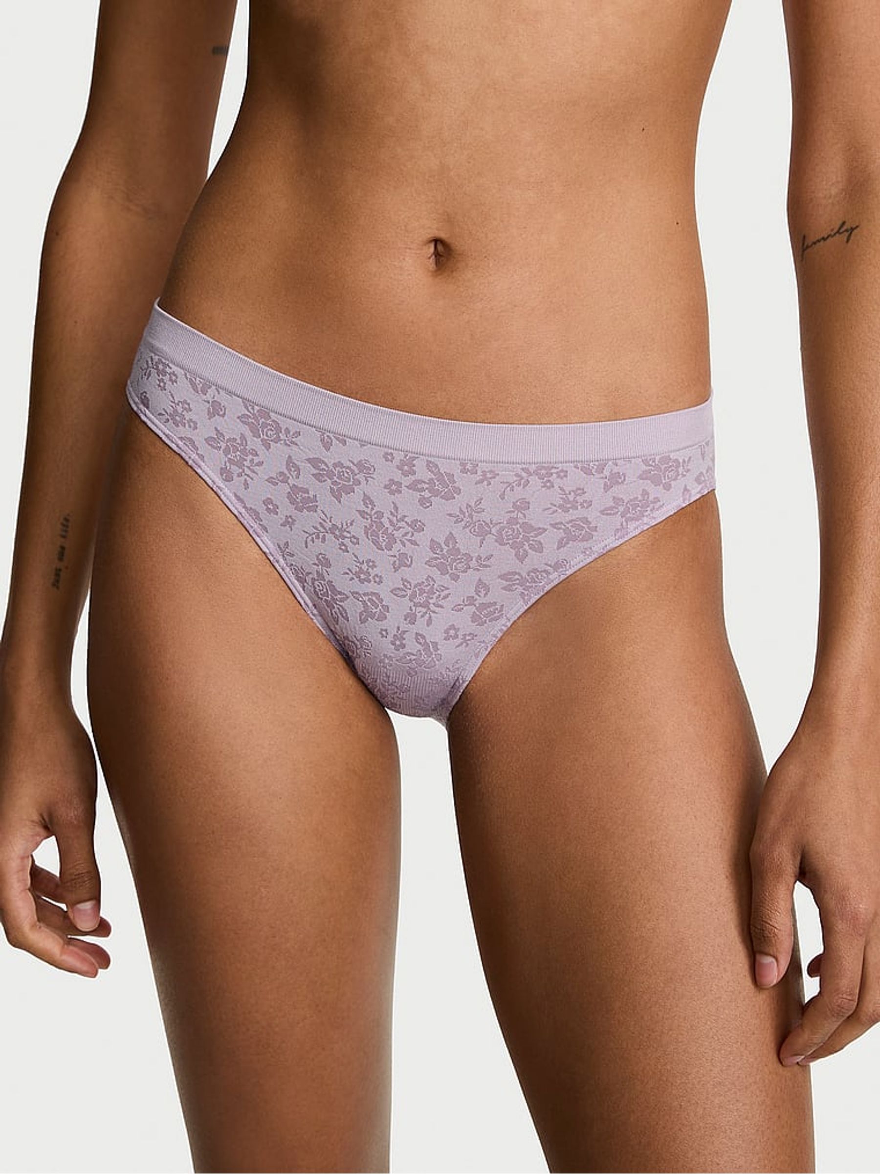 Crystal Lilac Purple Bikini Floral Knickers - Image 1 of 2