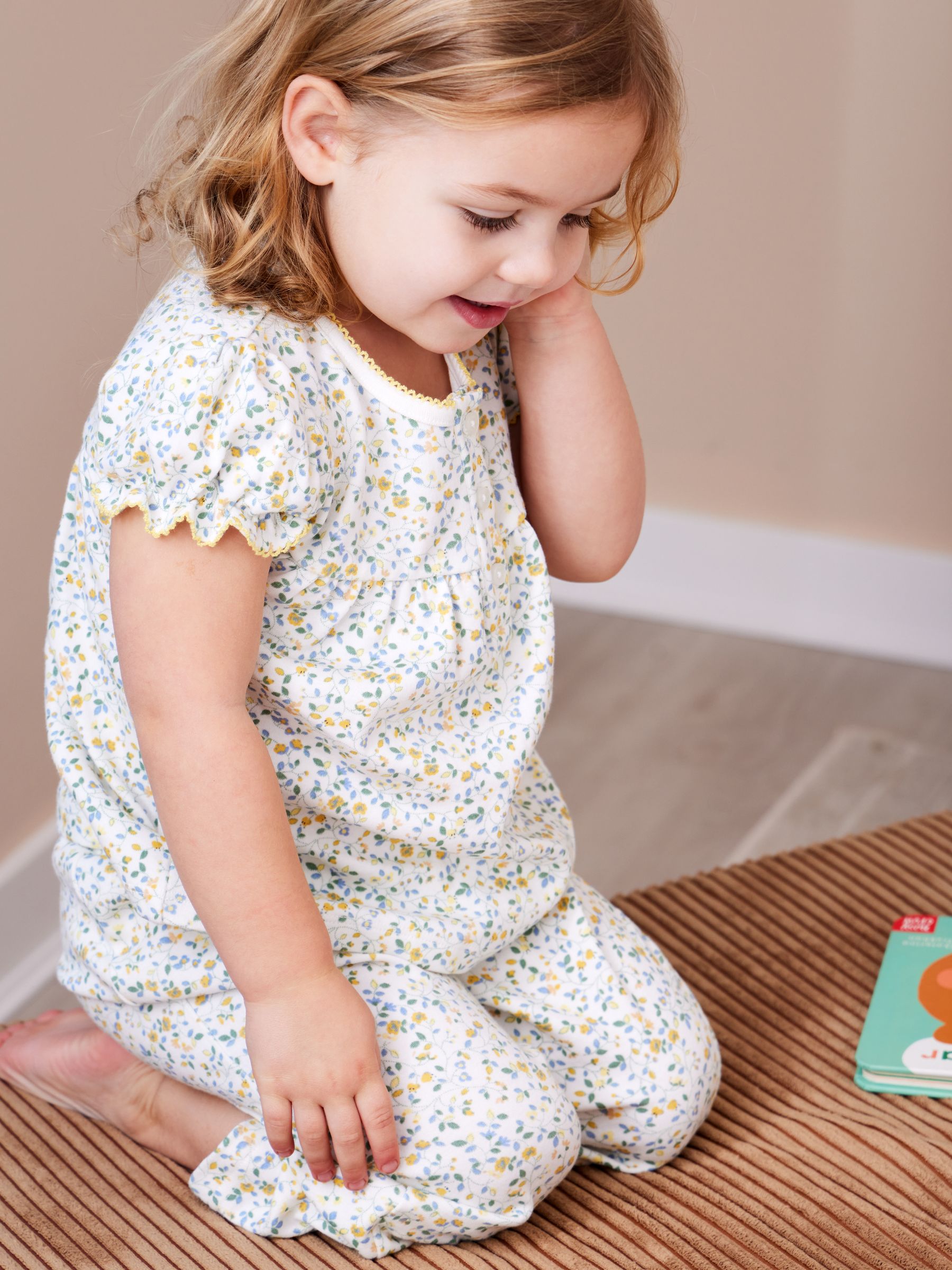 Yellow Ditsy Floral Pretty Jersey Pyjamas - Image 1 of 9