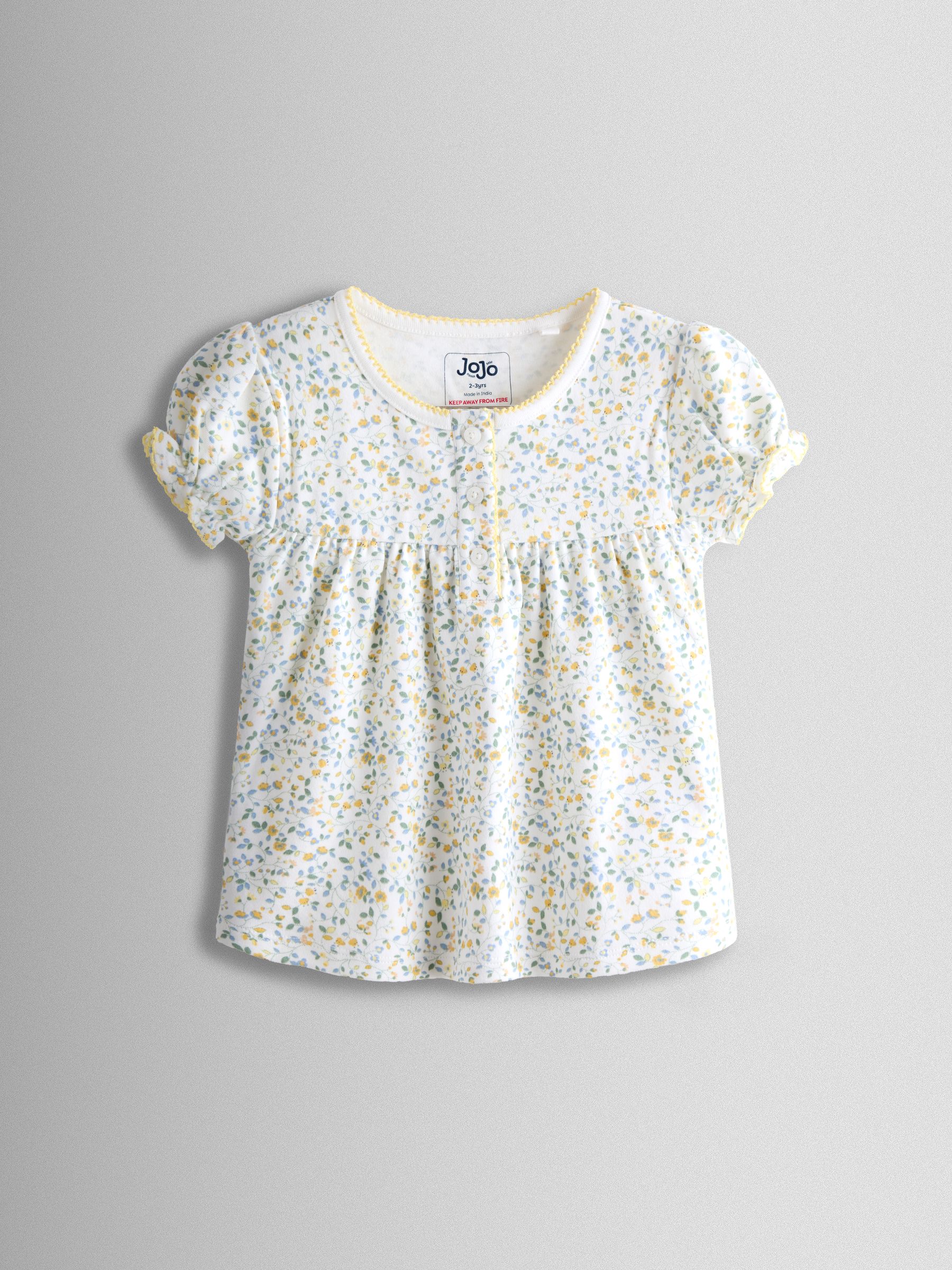 Yellow Ditsy Floral Pretty Jersey Pyjamas - Image 3 of 9