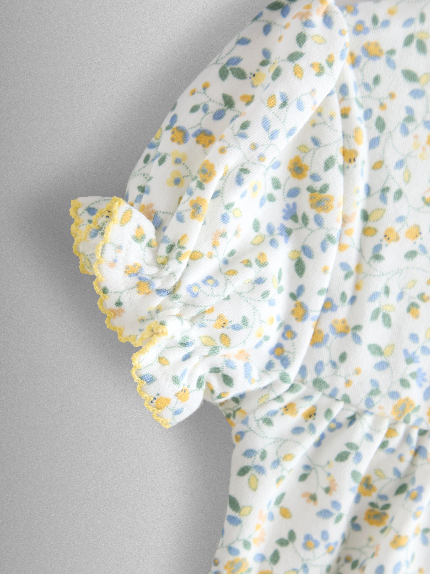 Yellow Ditsy Floral Pretty Jersey Pyjamas - Image 8 of 9