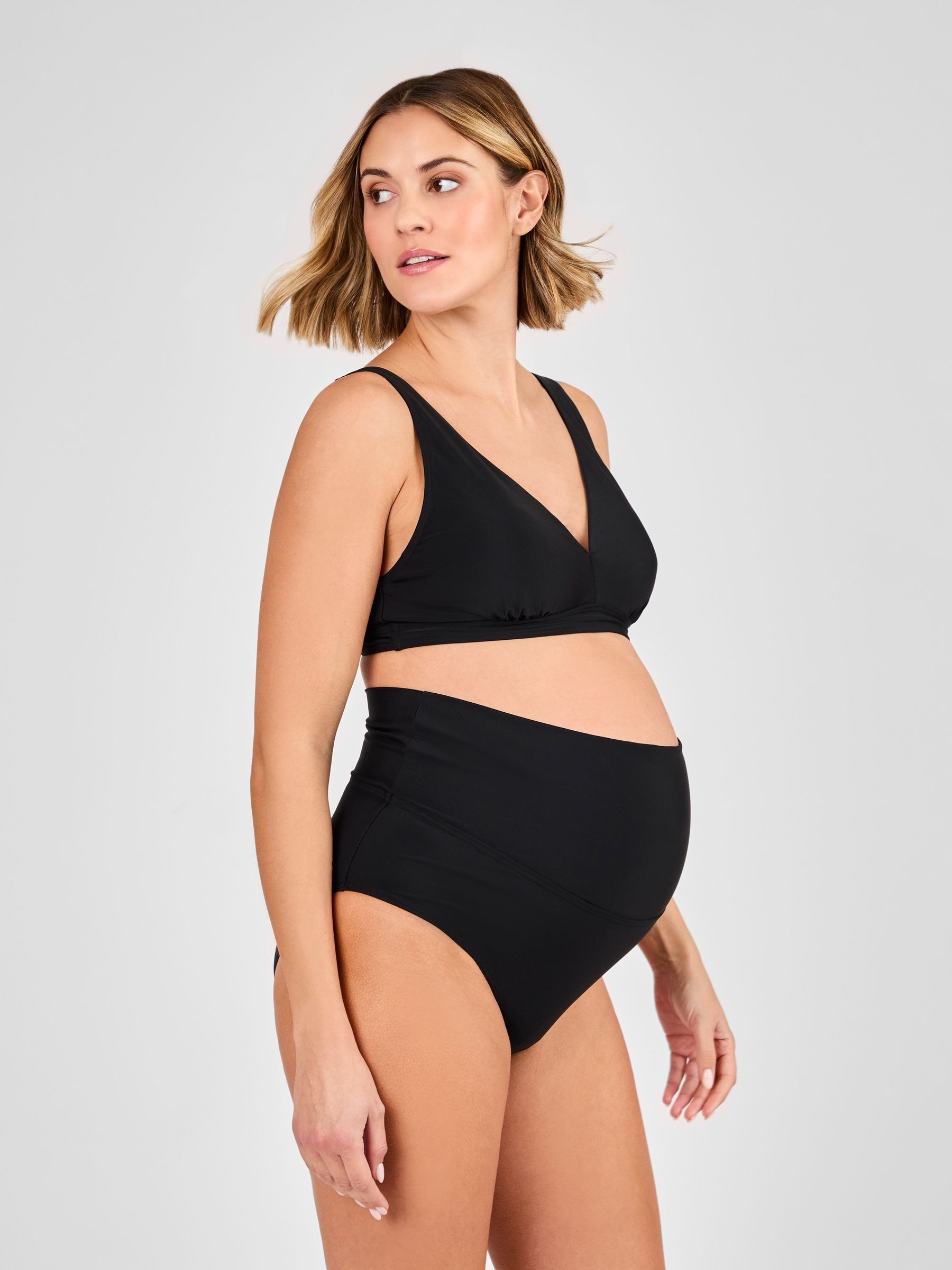 Black Chrome Sleeveless V Neck Maternity Bikini 2-Piece Set - Image 2 of 5