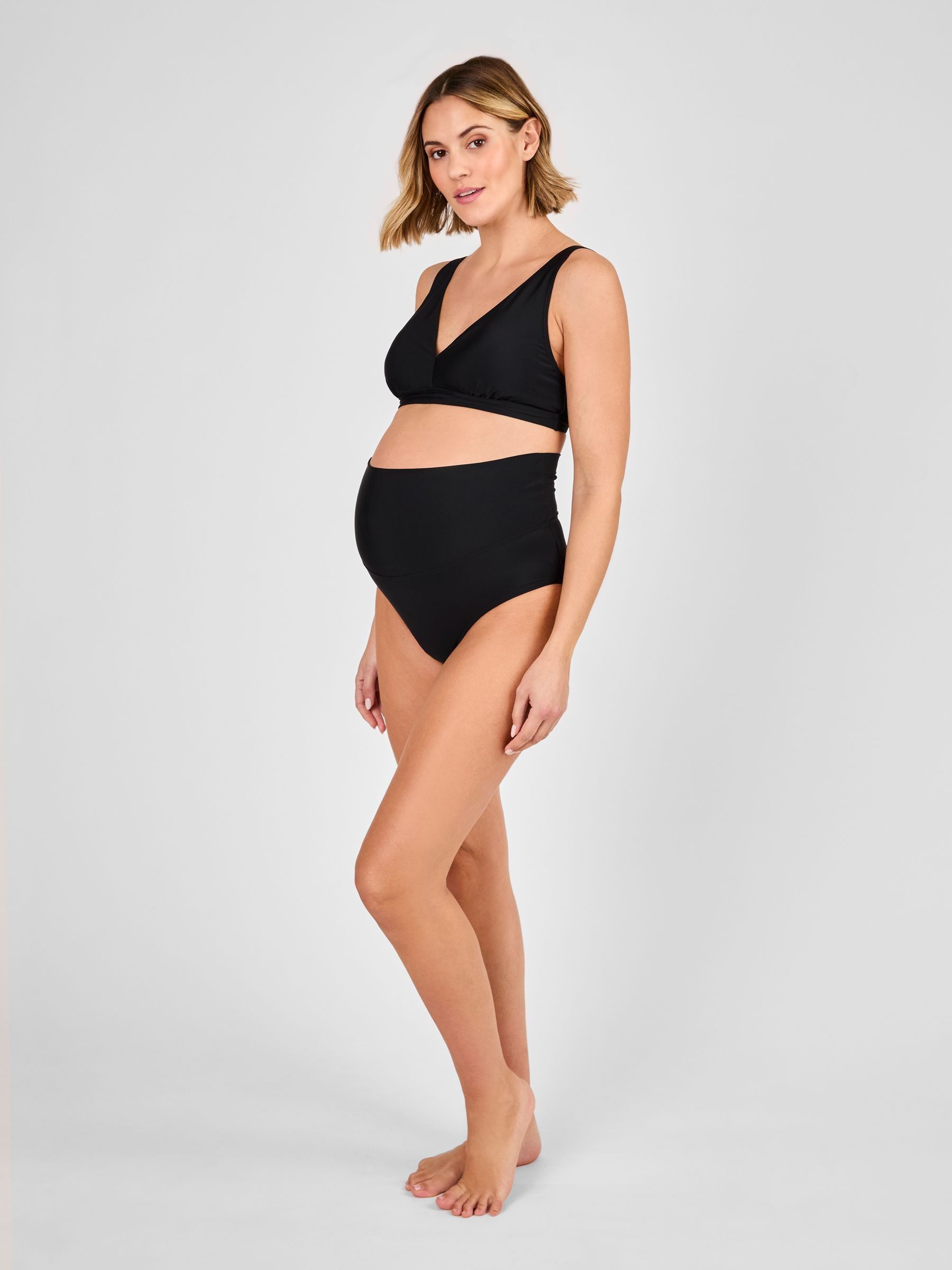 Black Chrome Sleeveless V Neck Maternity Bikini 2-Piece Set - Image 4 of 5
