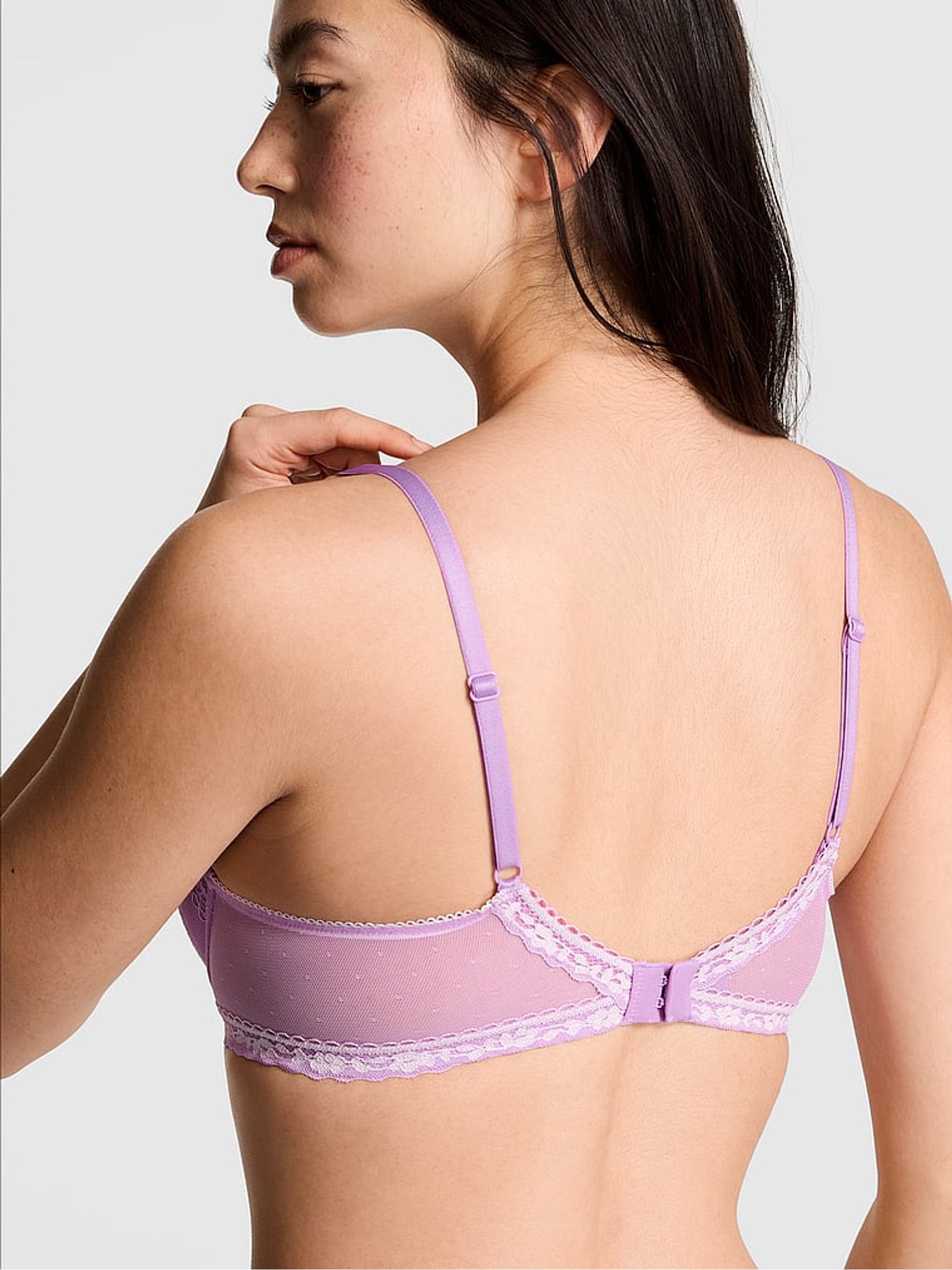 Light Lilac Purple/Coconut White Push Up Valerie Lace Bra - Image 2 of 2