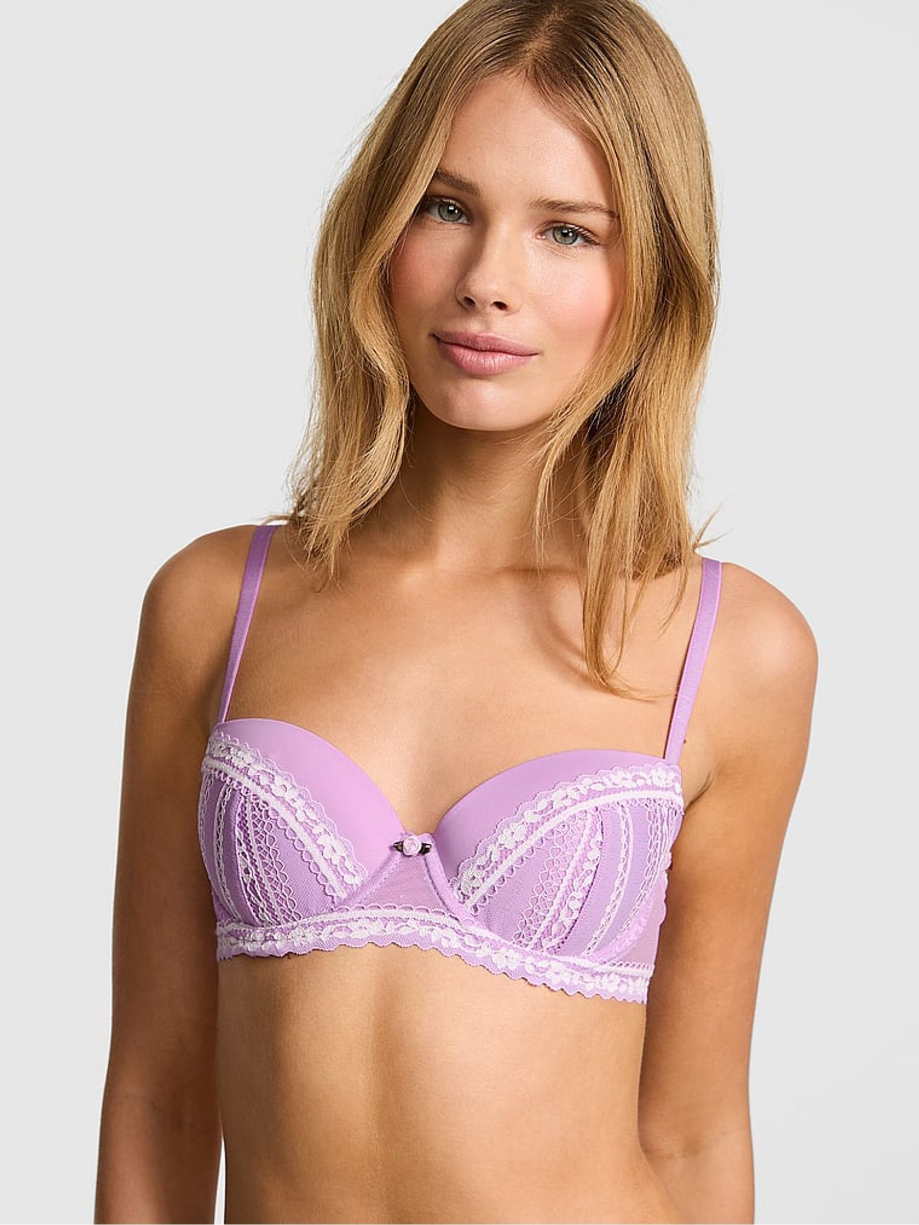 Light Lilac Purple Lightly Lined Balcony Valerie Lace Bra - Image 1 of 2