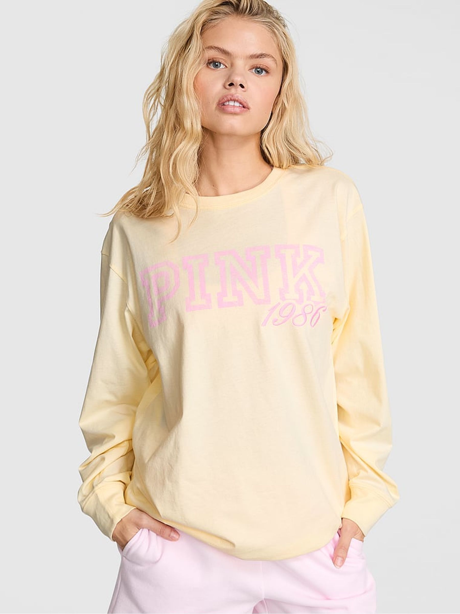 Palest Yellow Cotton Long Sleeve T-Shirt - Image 1 of 2