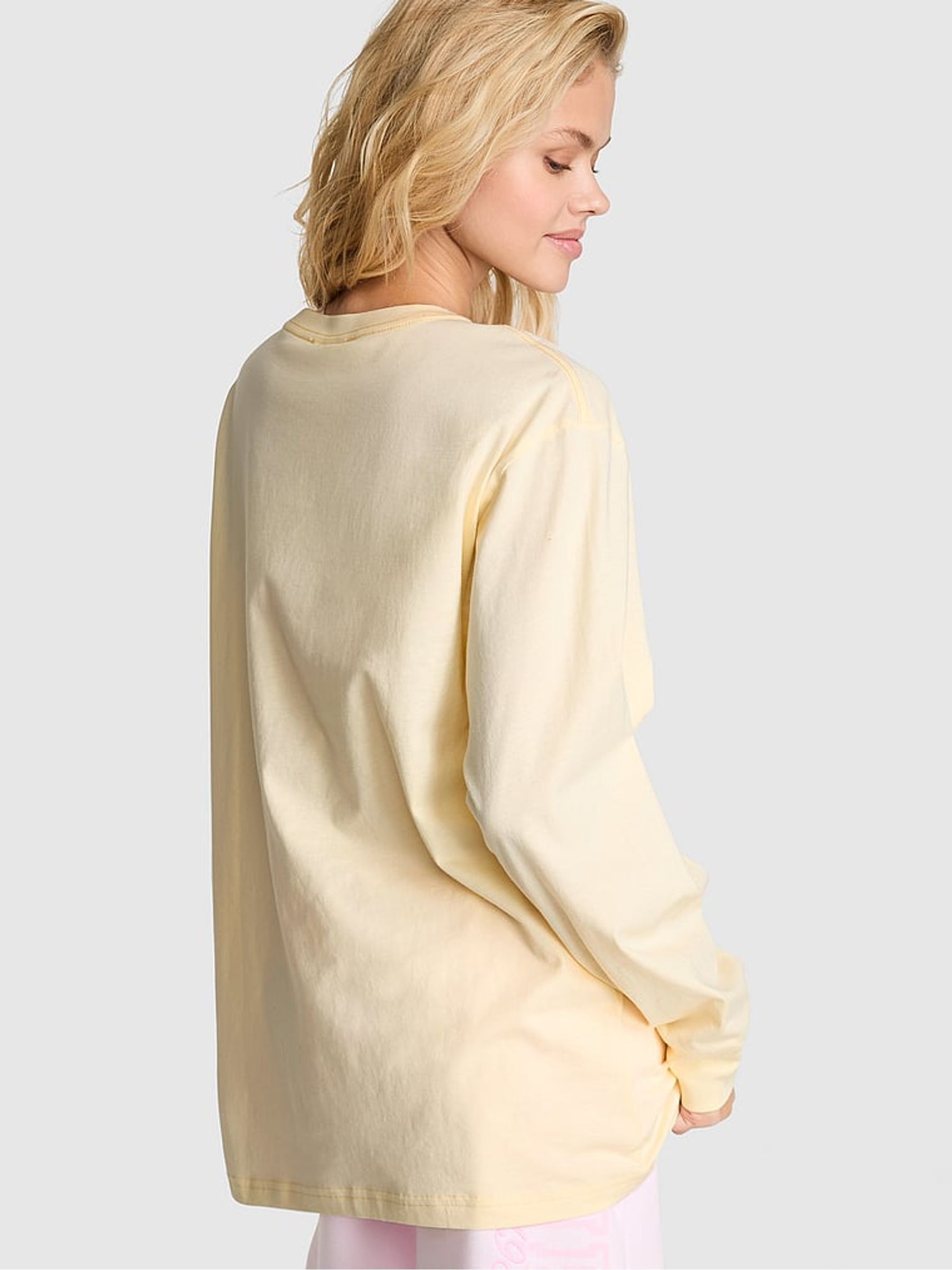 Palest Yellow Cotton Long Sleeve T-Shirt - Image 2 of 2