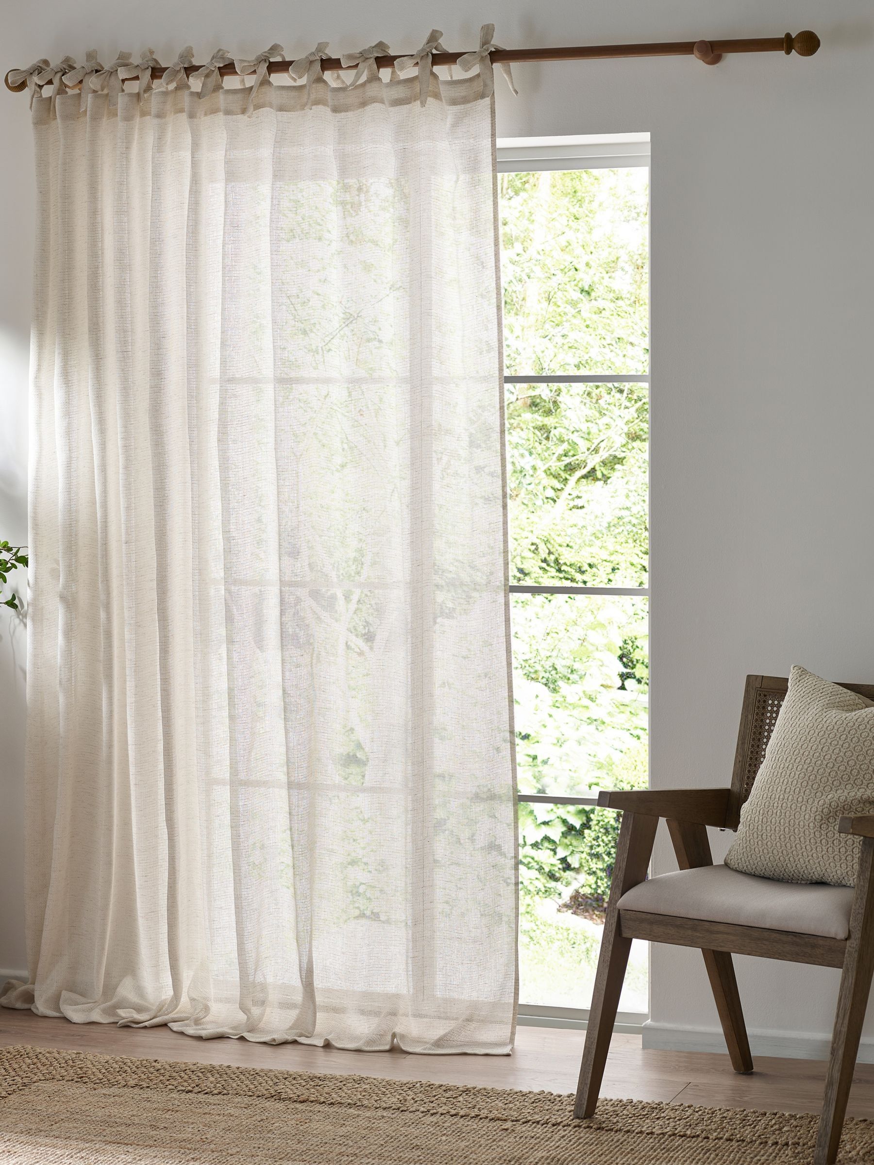 Natural Bow Nimbus Sheer Tab Top Curtains Panel - Image 2 of 6