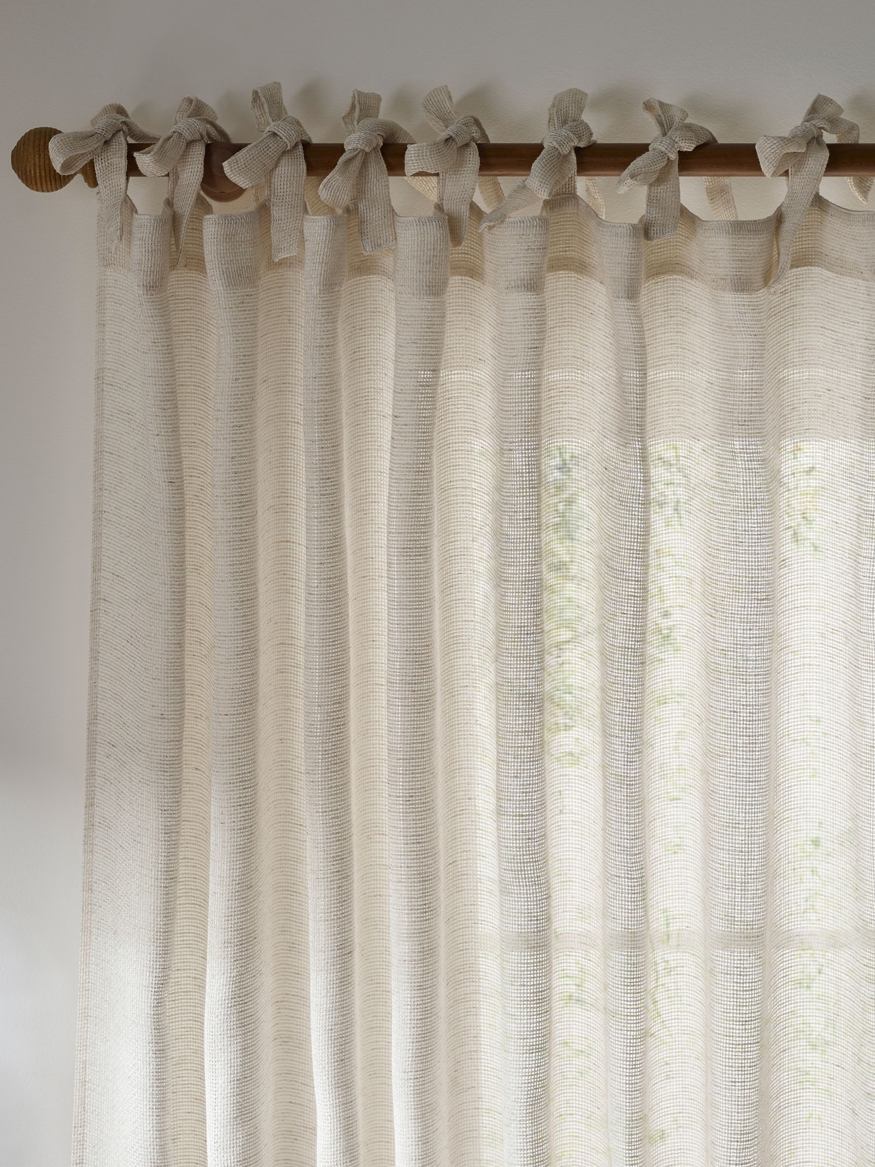 Natural Bow Nimbus Sheer Tab Top Curtains Panel - Image 3 of 6
