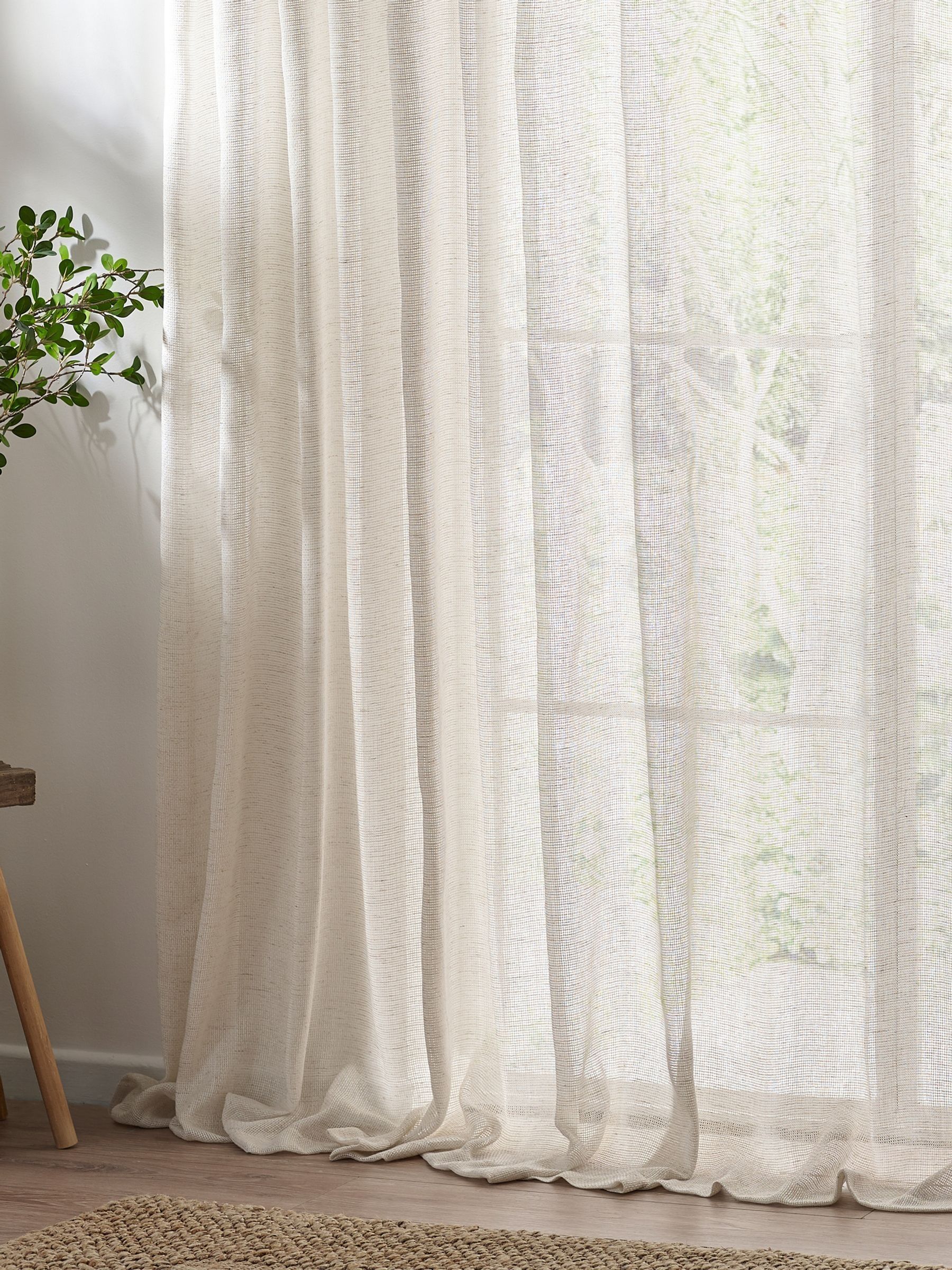 Natural Bow Nimbus Sheer Tab Top Curtains Panel - Image 4 of 6