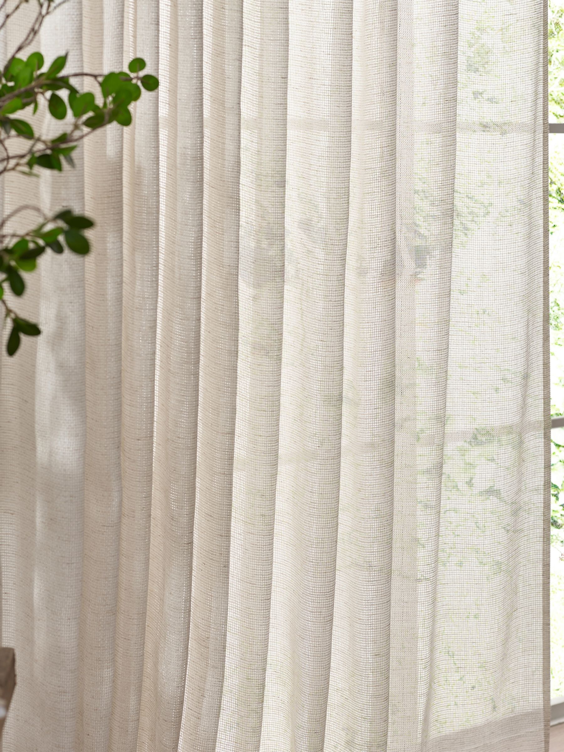 Natural Bow Nimbus Sheer Tab Top Curtains Panel - Image 5 of 6