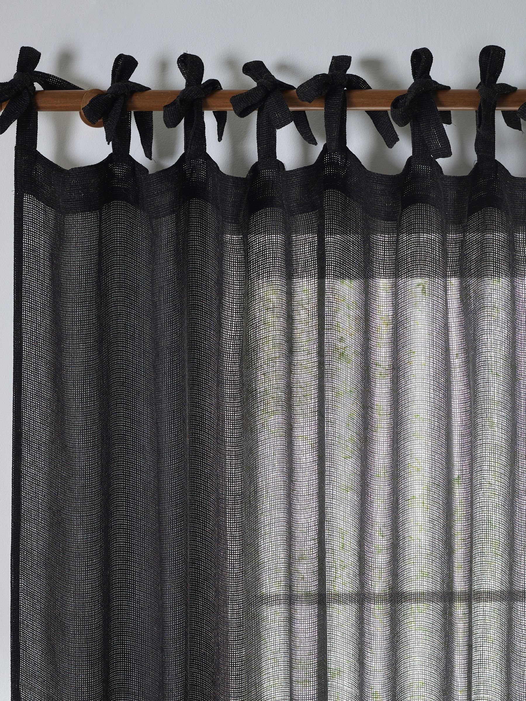 Black Bow Nimbus Sheer Tab Top Curtains Panel - Image 5 of 6