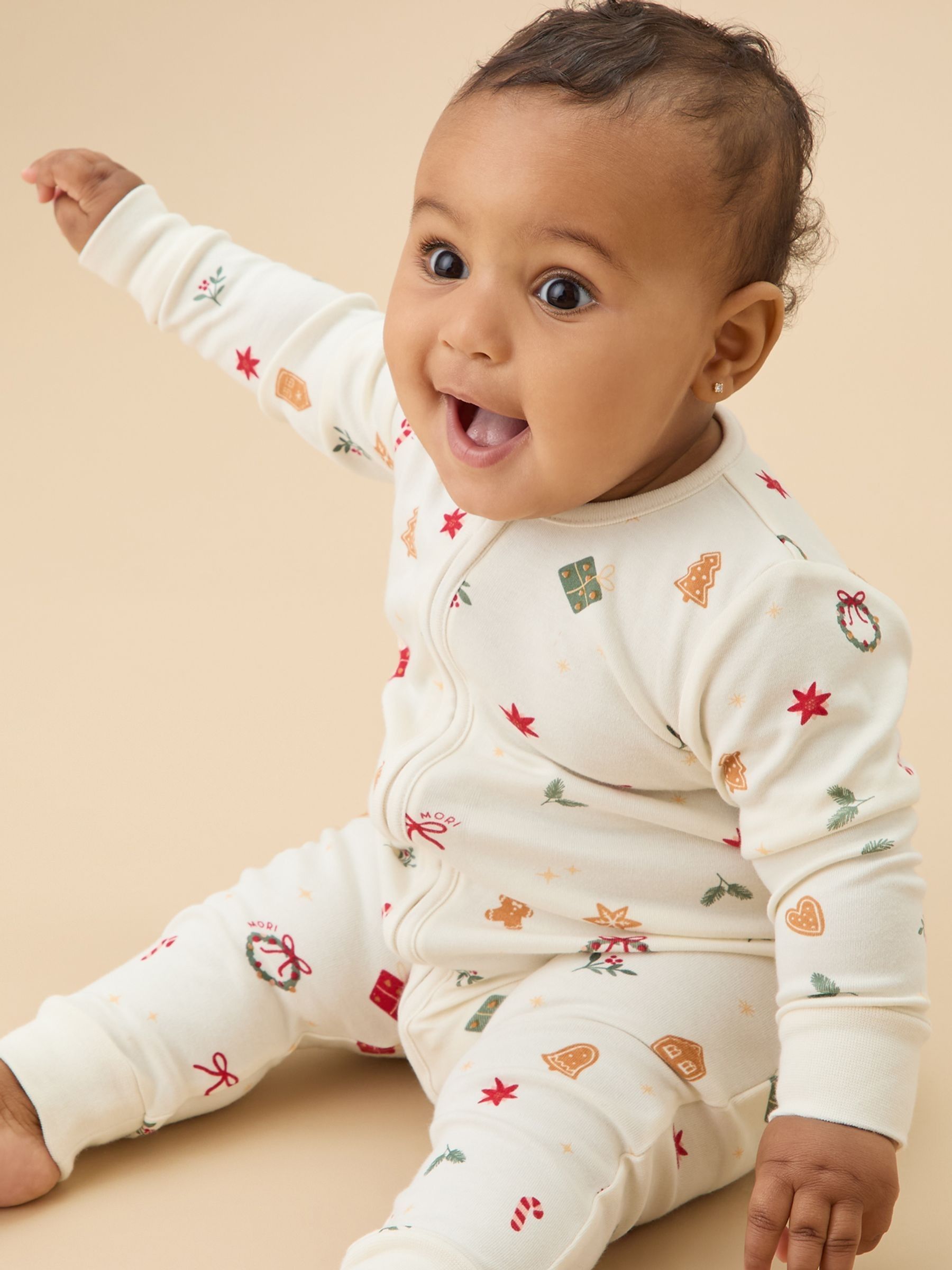 MORI White Supersoft Zip Up Sleepsuit - Image 1 of 4