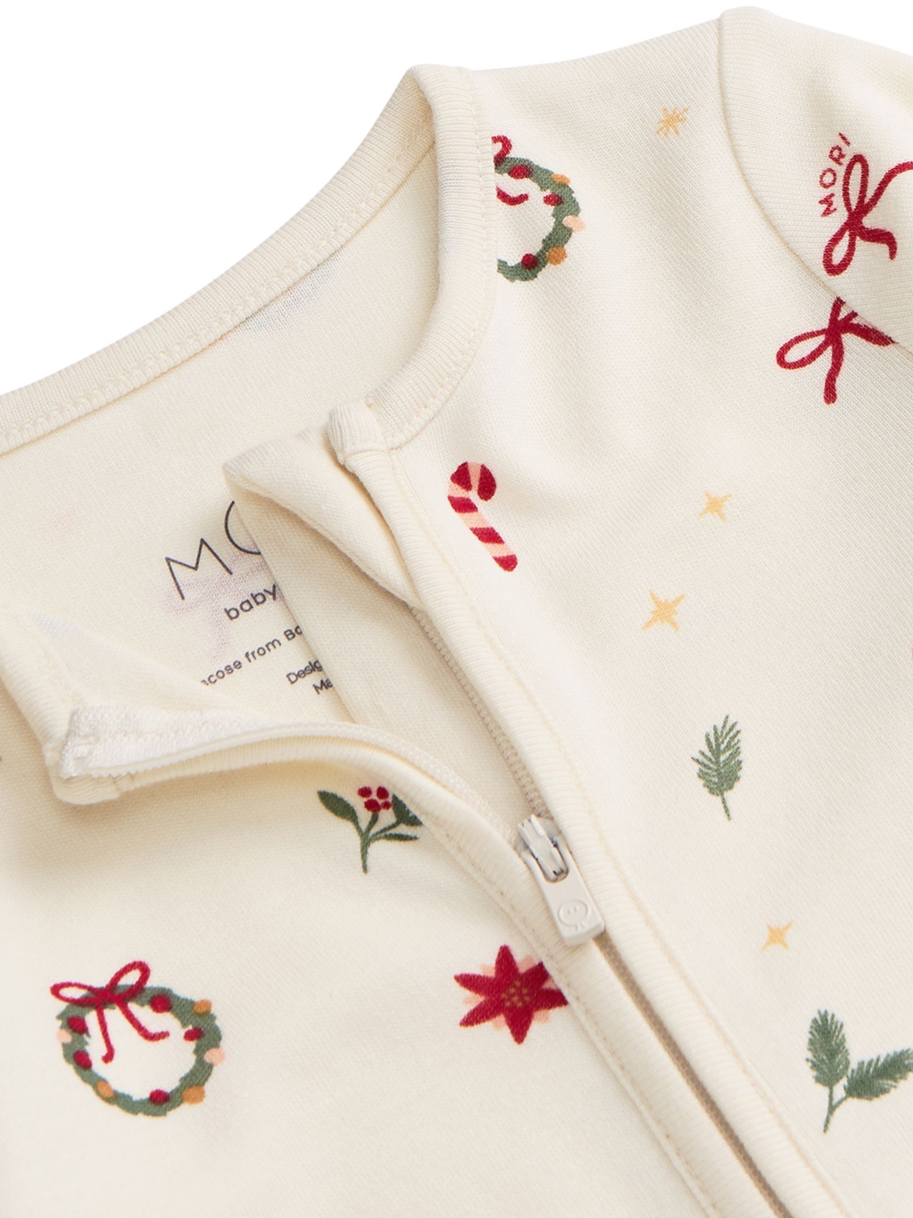 MORI White Supersoft Zip Up Sleepsuit - Image 4 of 4