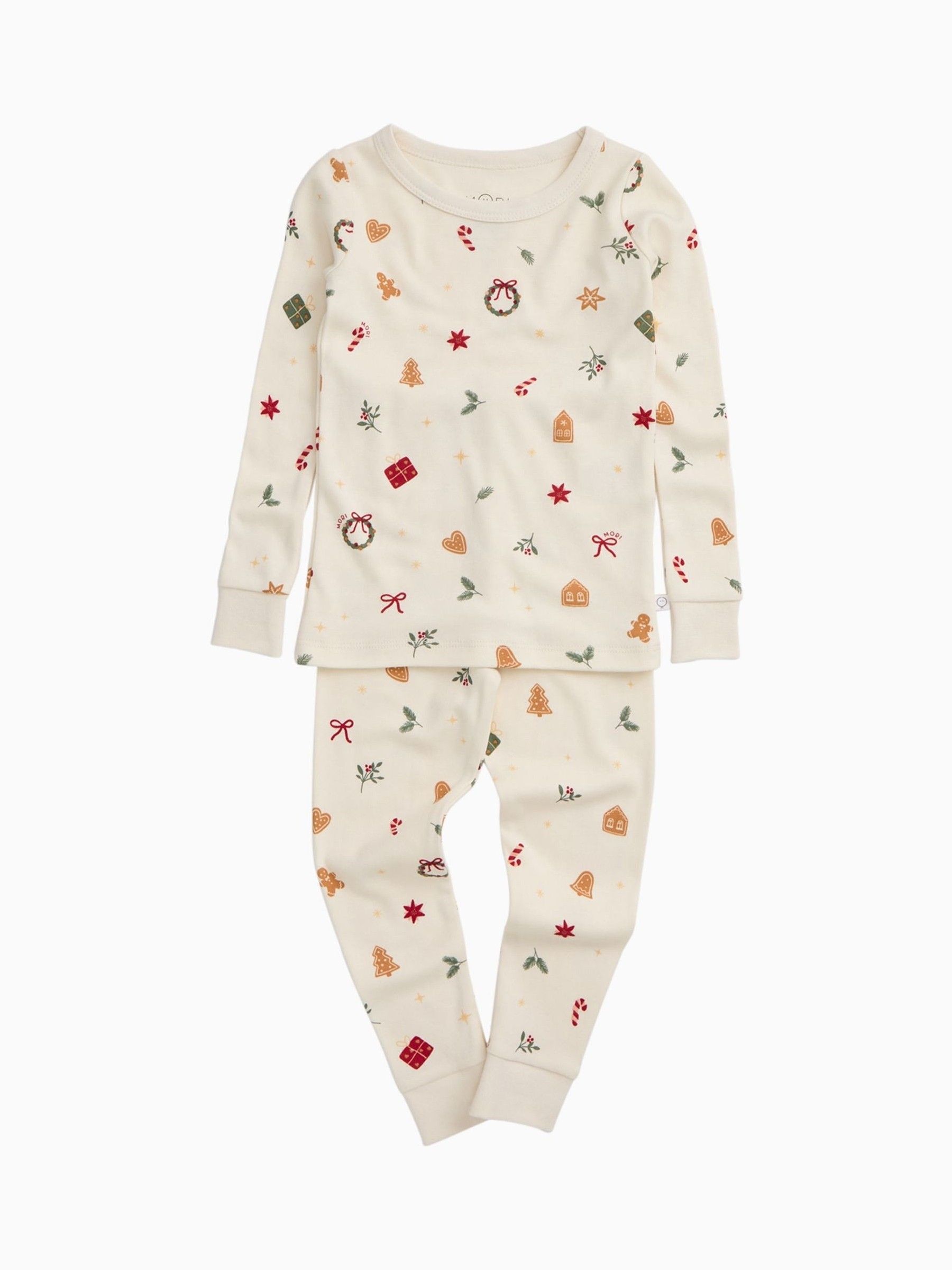 MORI White Christmas Print Supersoft 2 Piece Pyjama Set - Image 2 of 3
