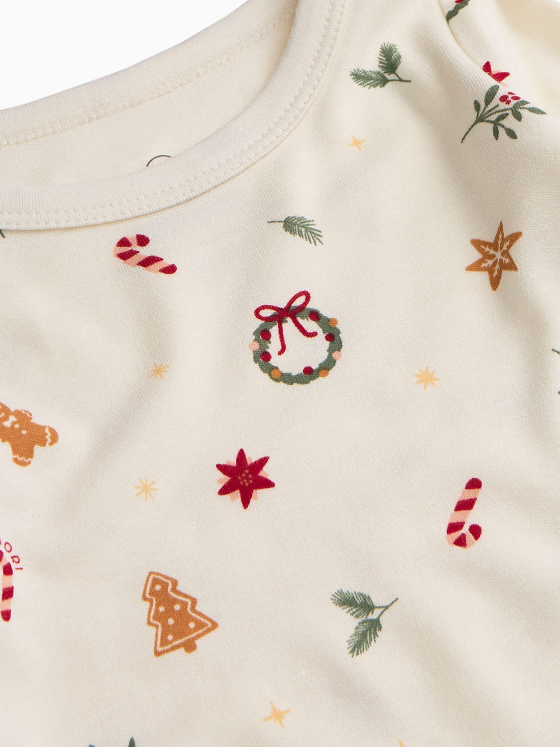 MORI White Christmas Print Supersoft 2 Piece Pyjama Set - Image 3 of 3