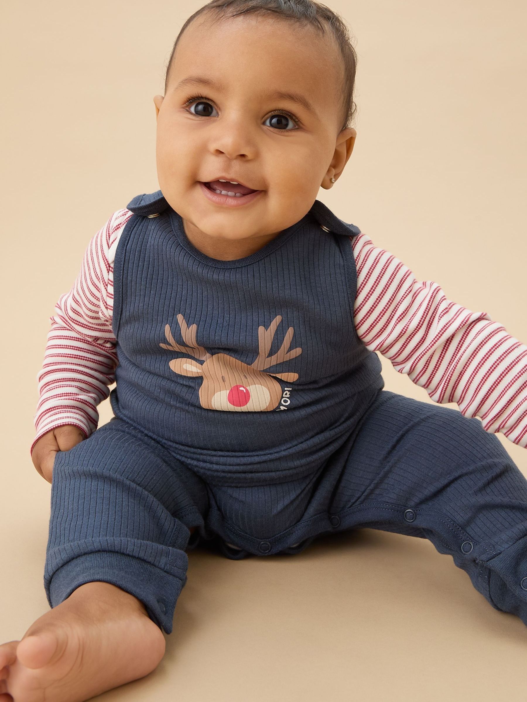 MORI Sky Blue Supersoft Dungarees - Image 1 of 3 MORI Sky Blue Supersoft Dungarees - Image 1 of 3