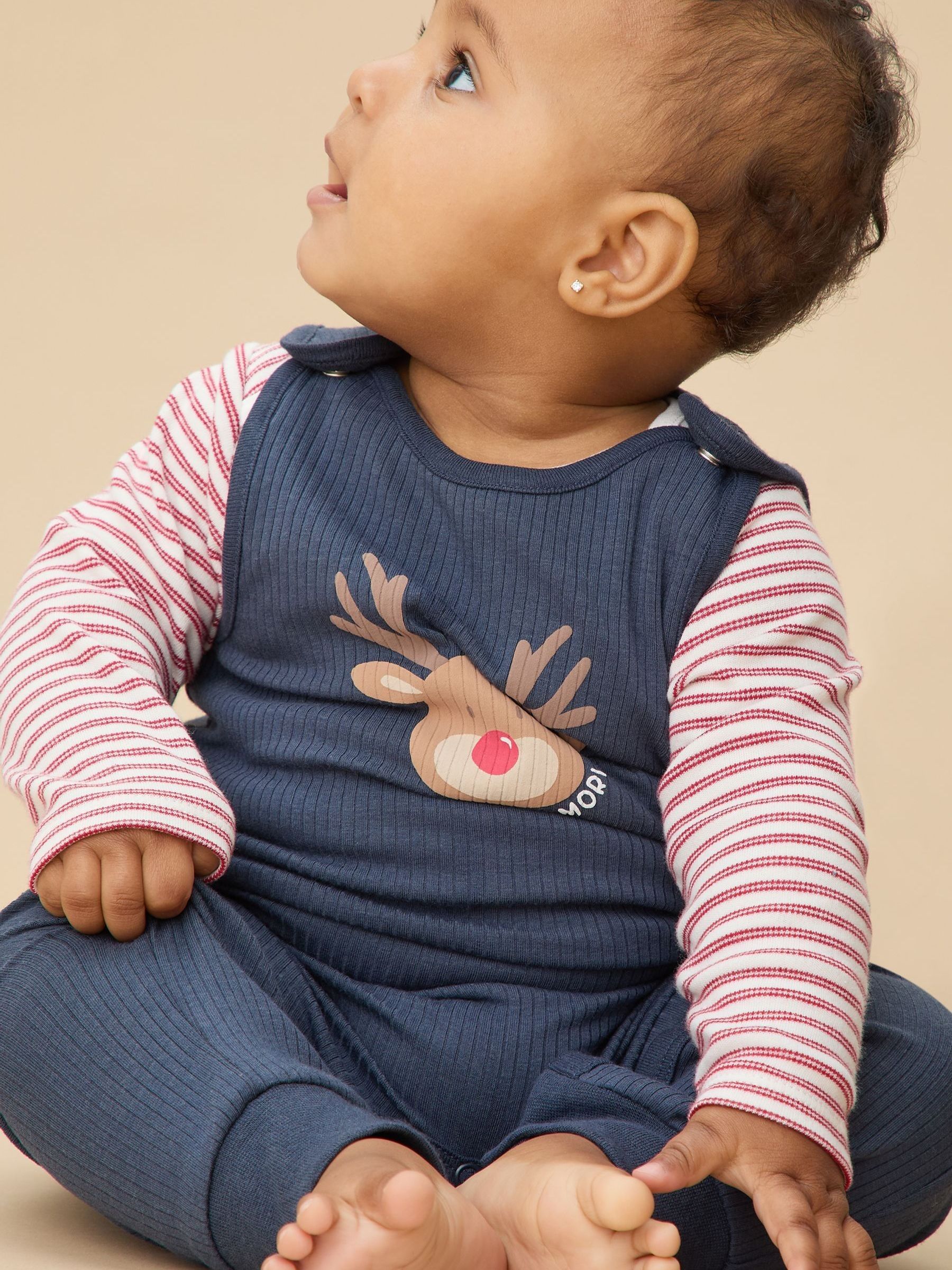 MORI Sky Blue Supersoft Dungarees - Image 2 of 3 MORI Sky Blue Supersoft Dungarees - Image 2 of 3