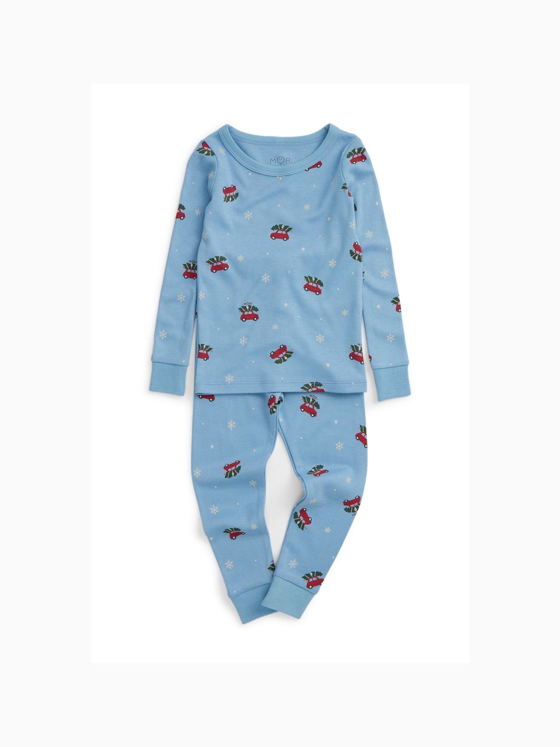 MORI Blue Snowy Car Supersoft 2 Piece Pyjama Set - Image 2 of 4